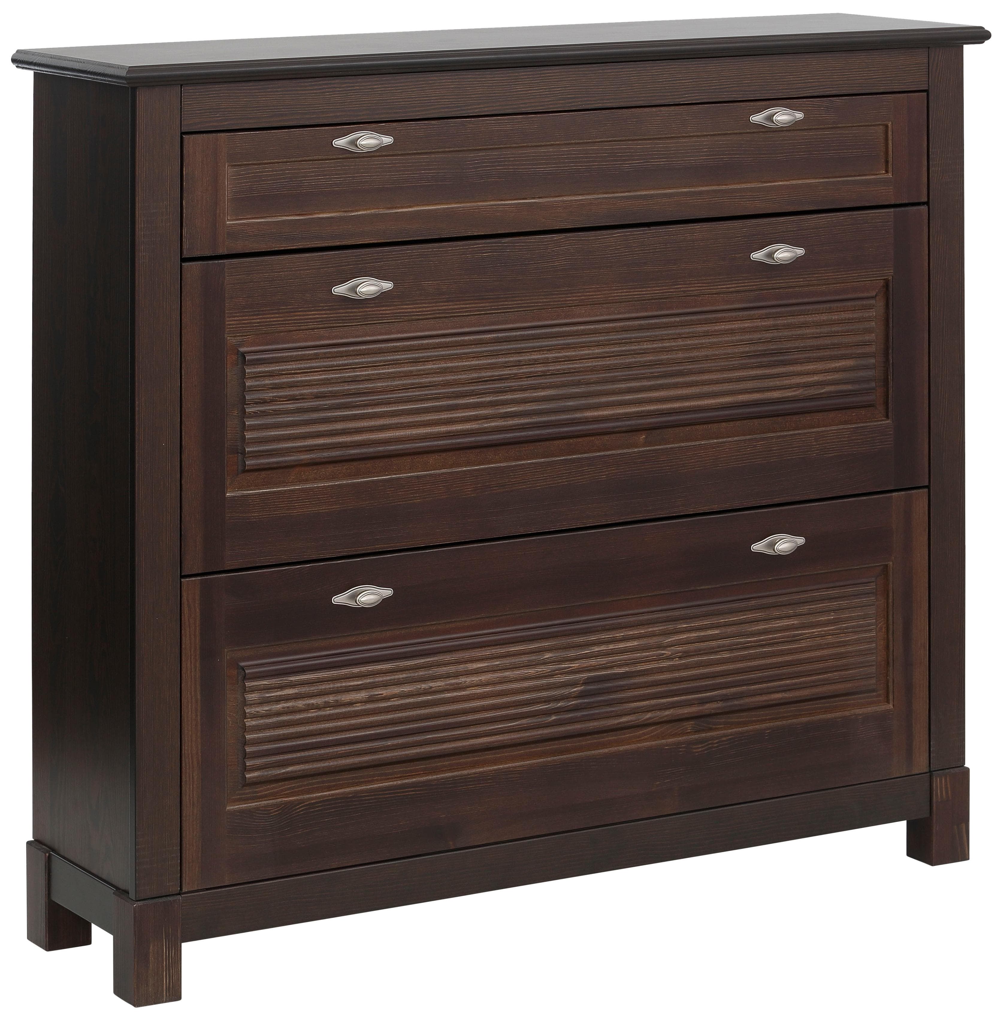 Massivholz Schuhschrank mit Fräsungen