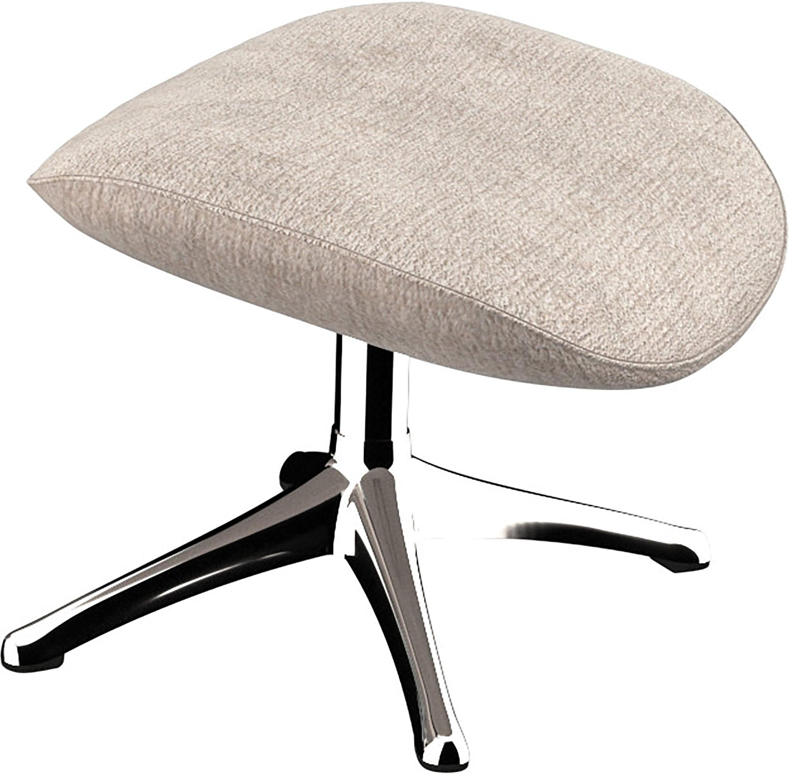 FLEXLUX Fußhocker Marinella Beige/Silber Chenille Aluminiumfuß