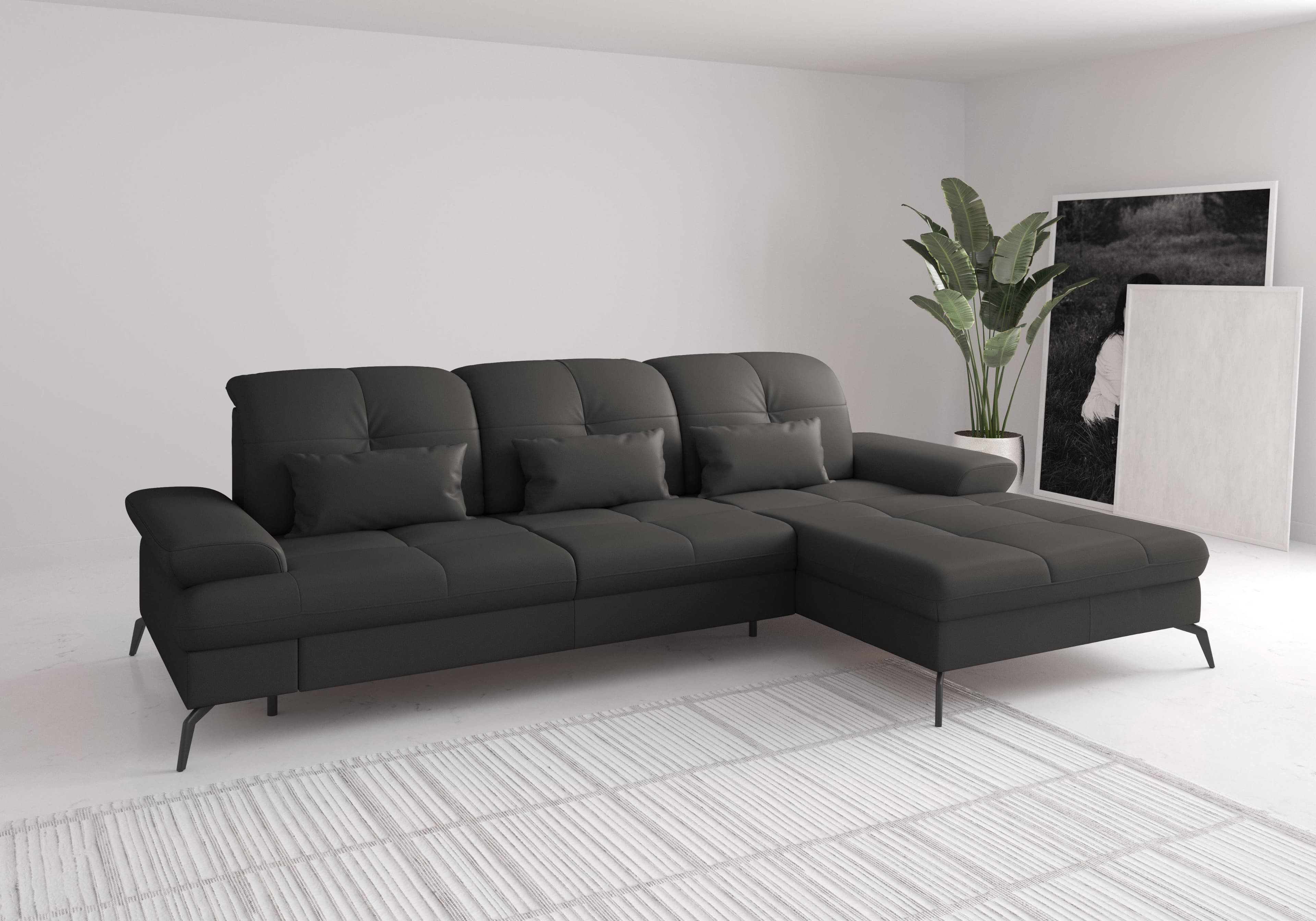 SIT & MORE Ecksofa Amica L-Form Anthrazit mit Sitztiefenverstellung