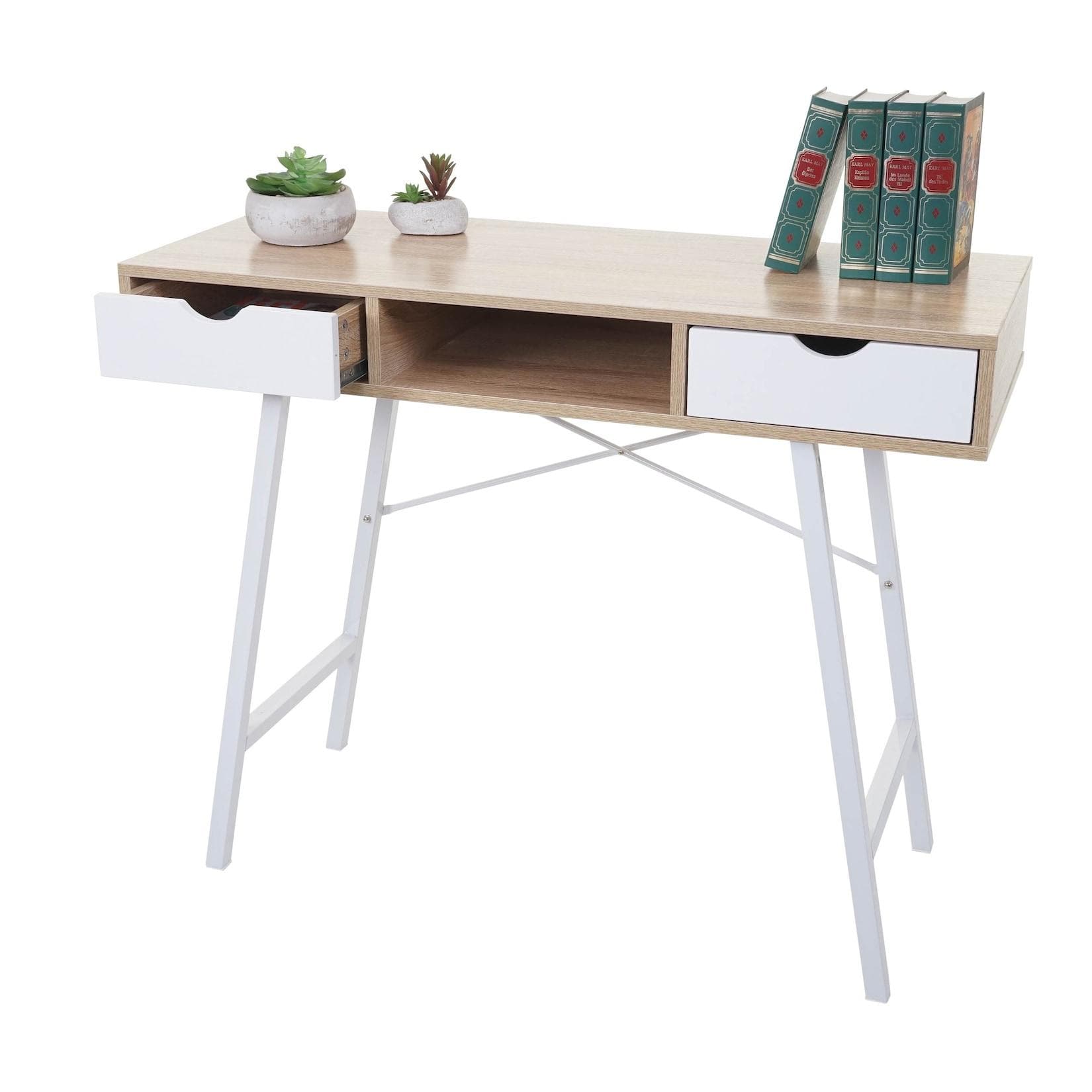 Konsolentisch MCW-E92 3D-Struktur Naturbraun Weiß