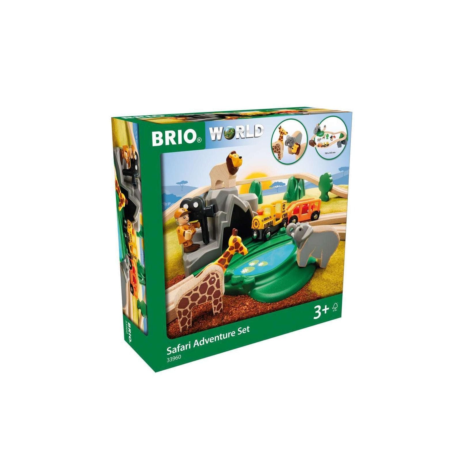 BRIO Spiel Großes Bahn Safari Set - Holzeisenbahn mit Safari-Dampfzug