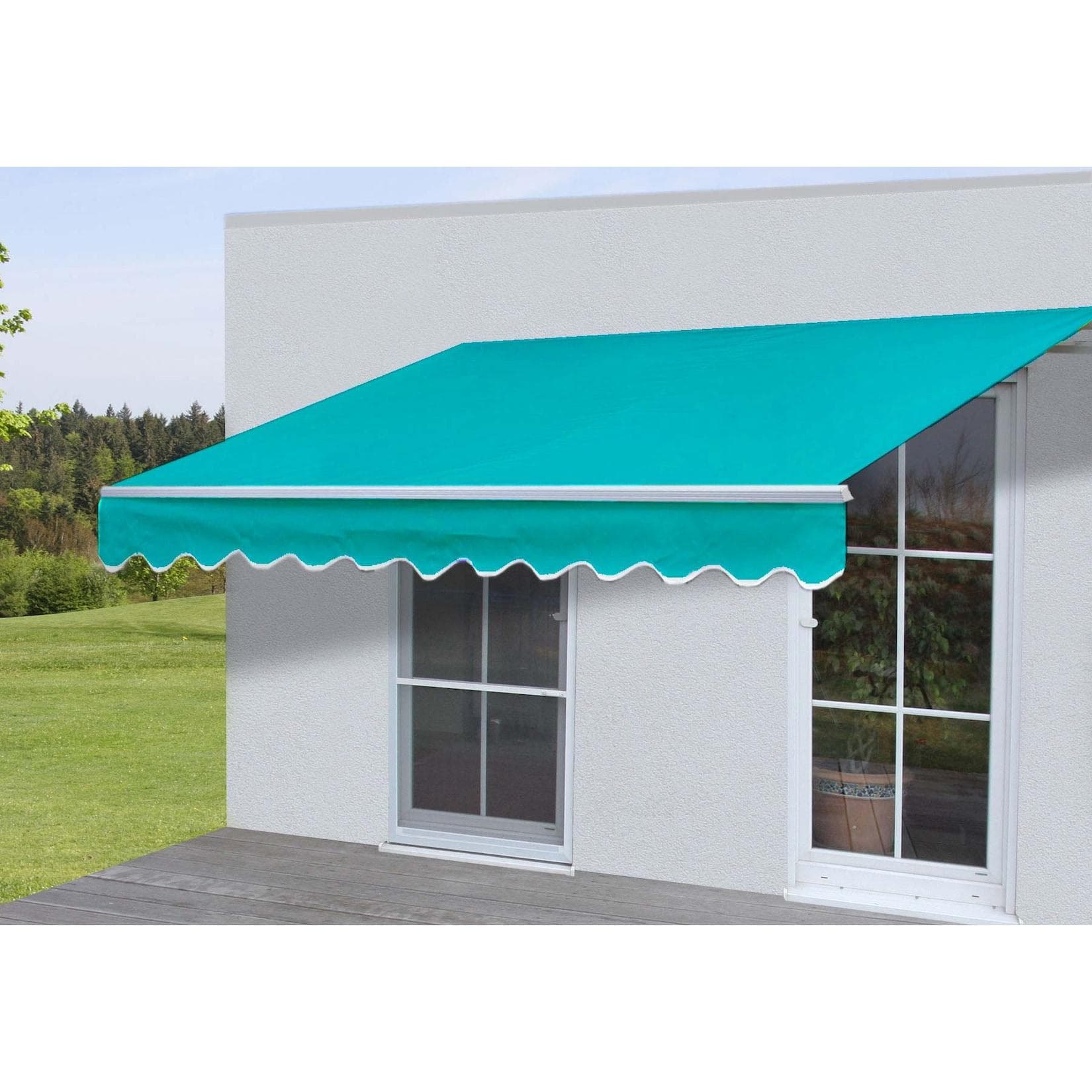 MCW Alu-Markise H791 Gelenkarmmarkise Sonnenschutz 4,5x3m Polyester Türkis