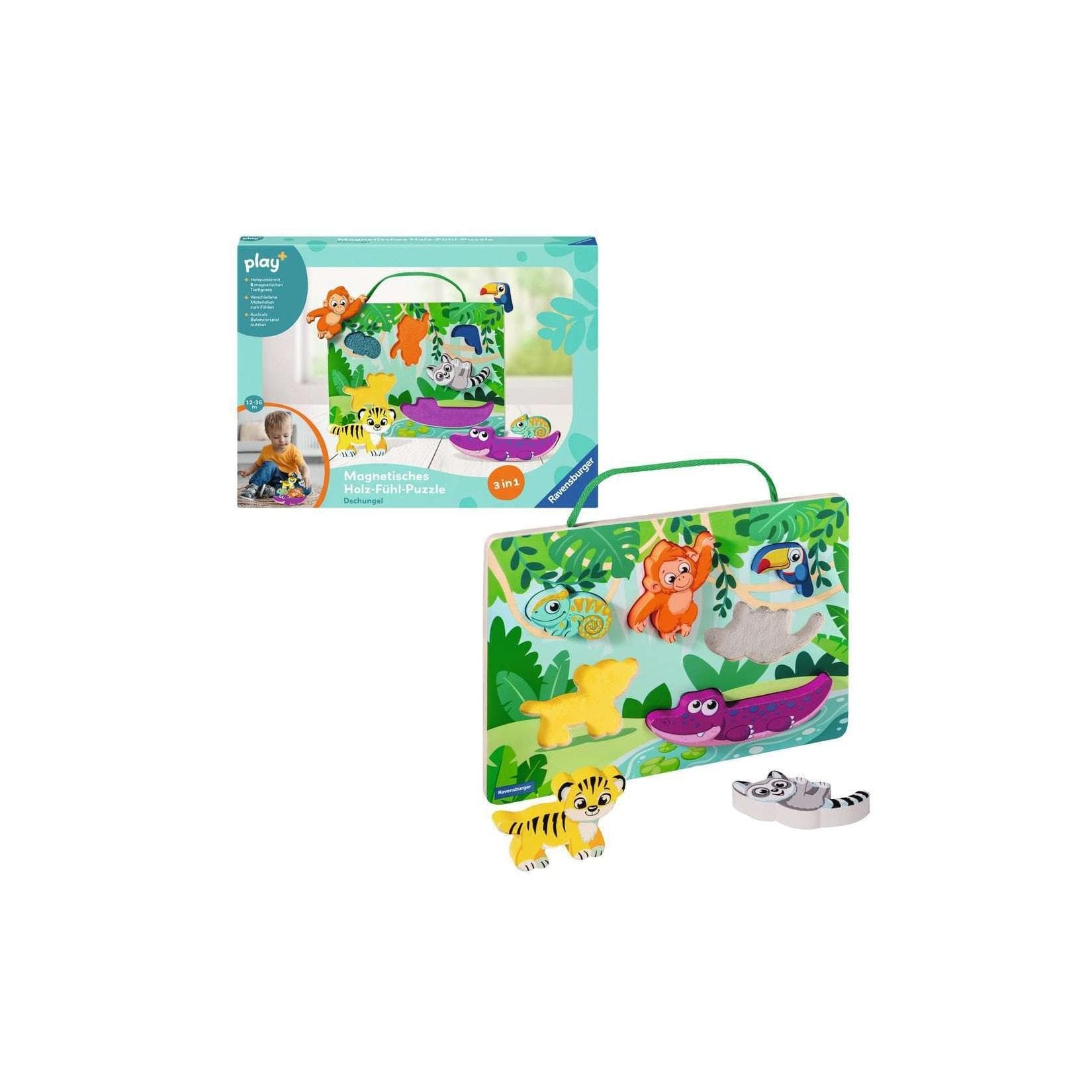 Ravensburger Magnetisches Holz-Fühl-Puzzle Dschungel Bunt