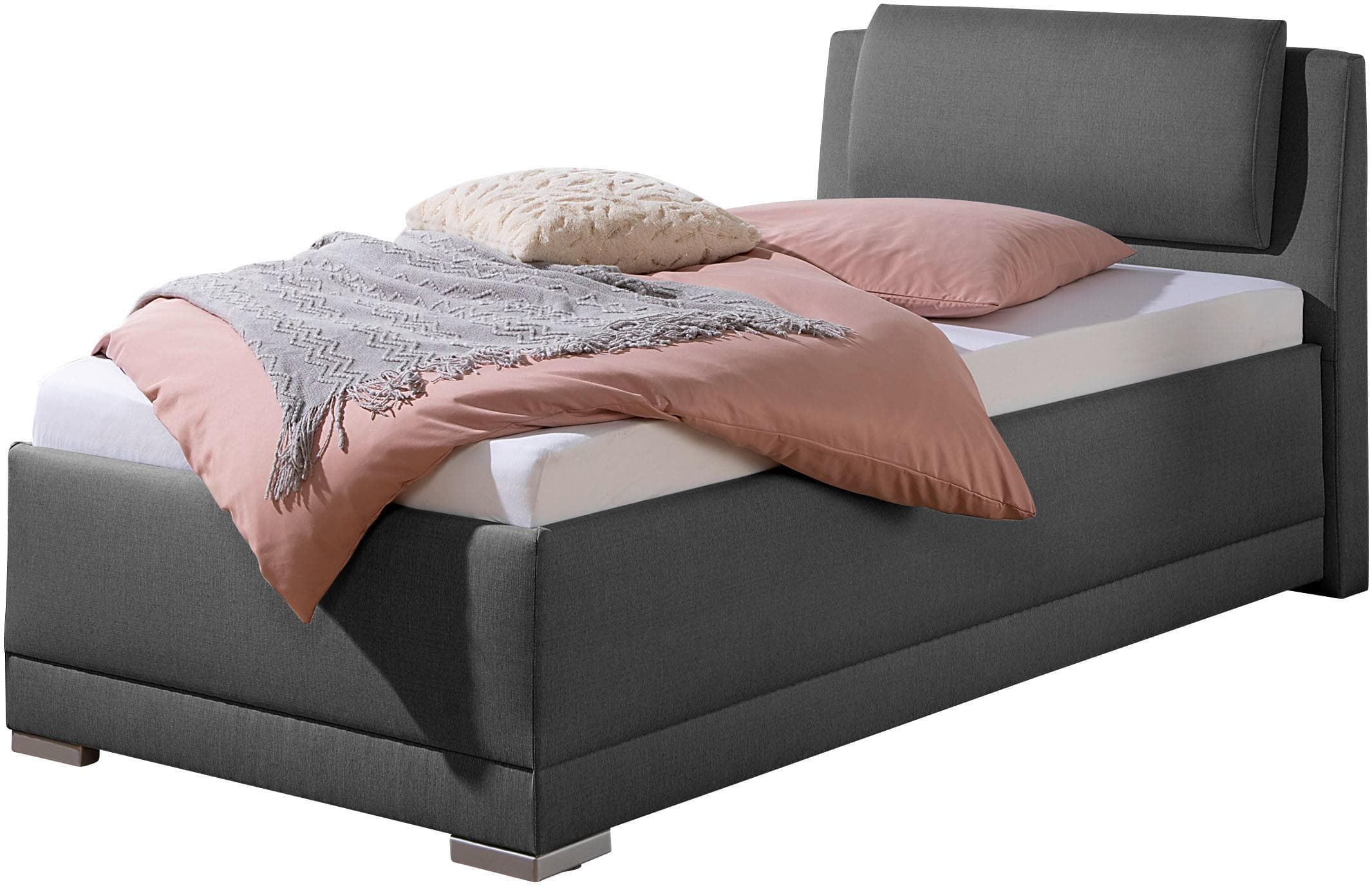 Polsterbett mit Bettkasten und verstellbarem Kopfteil - Matratze H2/H3 wählbar