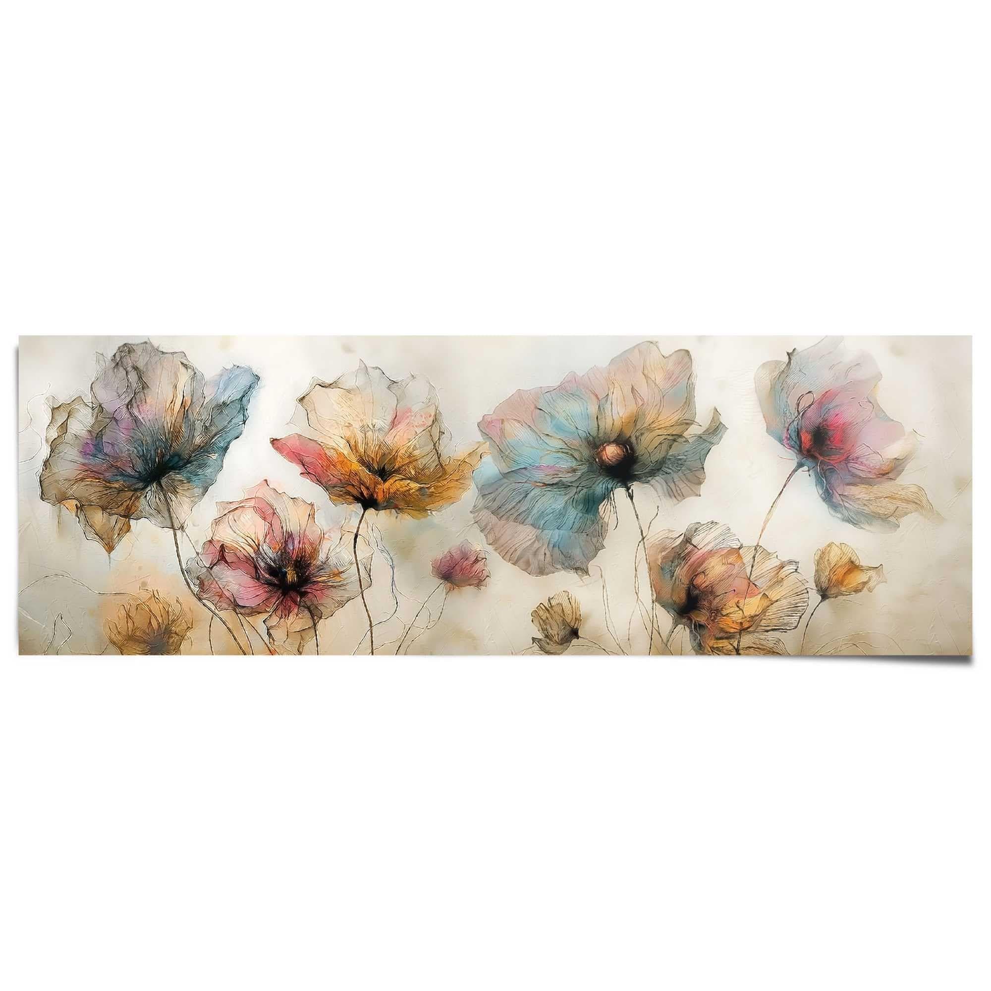 Poster REINDERS Aquarell Blumen Beige Blumen und Pflanzen
