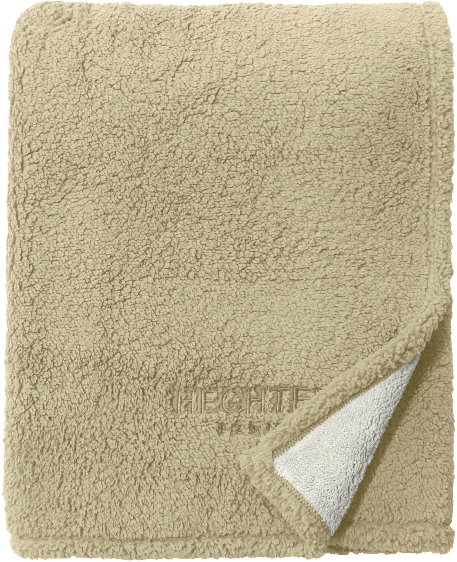 Kuschelige Sherpa Wohndecke in beige und taupe