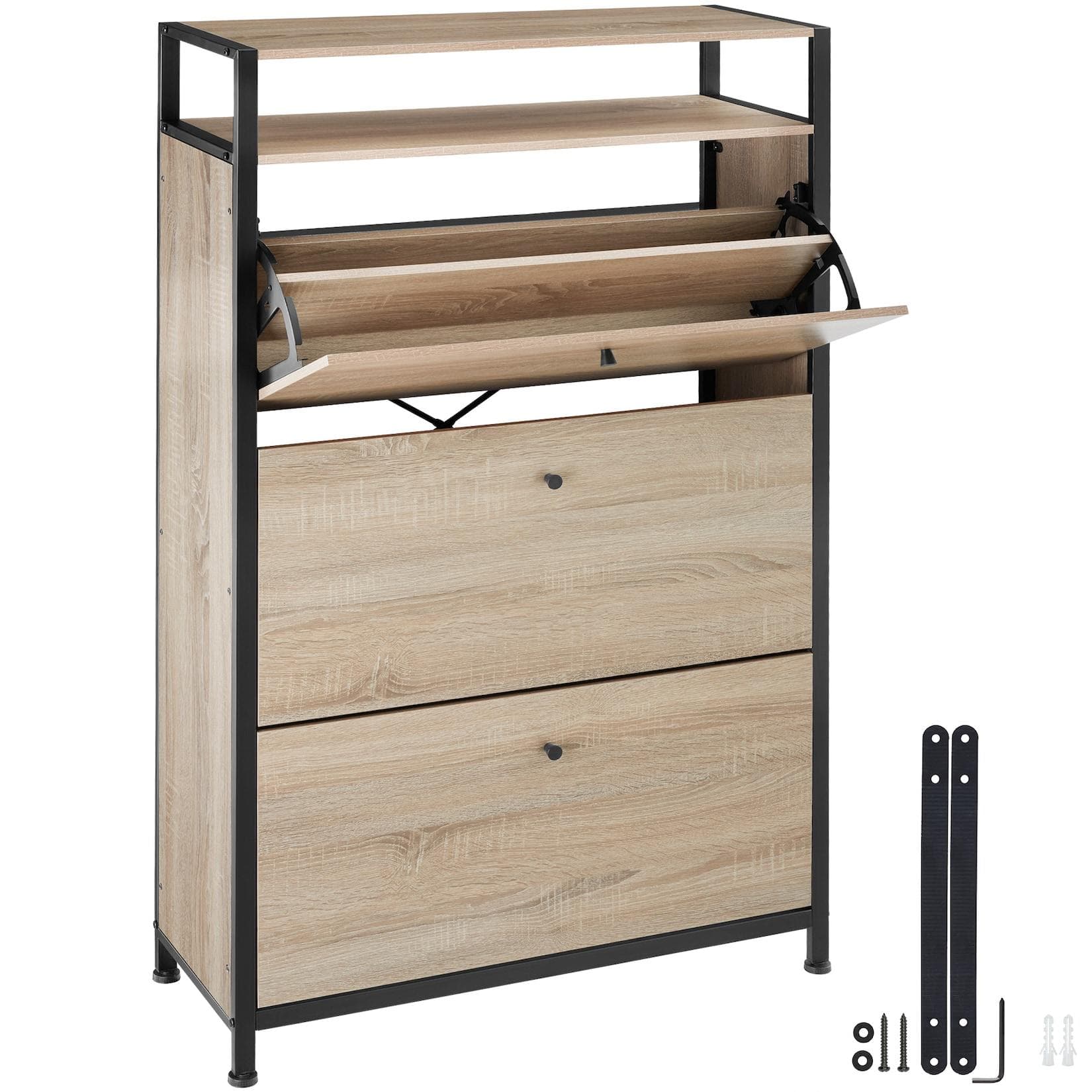 TecTake Schuhschrank Industrial Style 3 Klappen Kippschutz