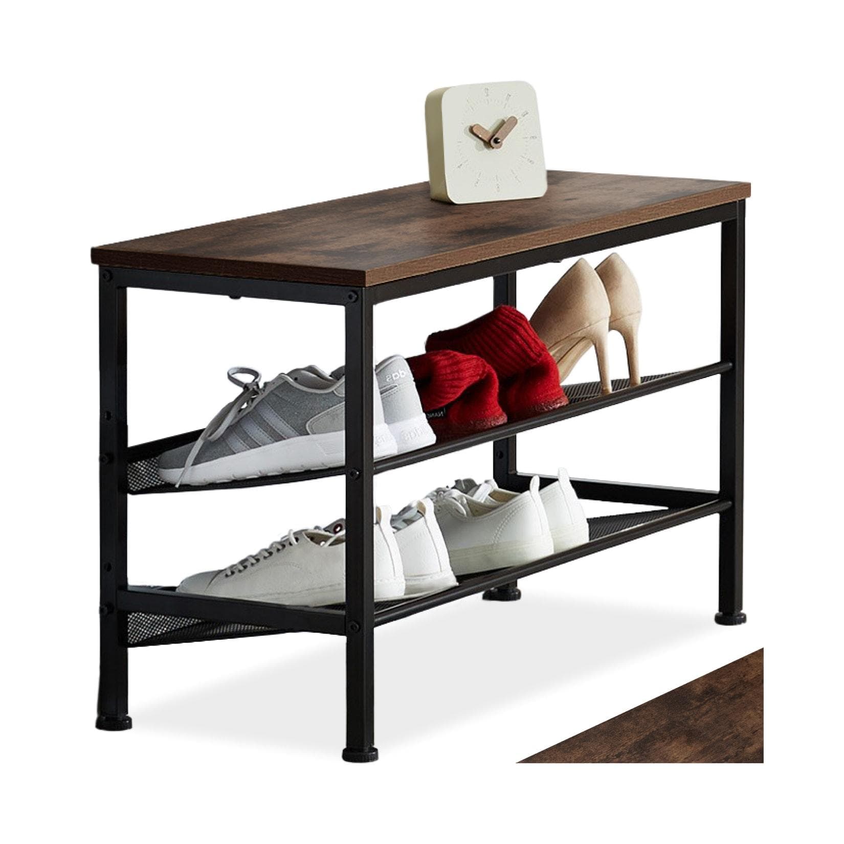 tectake® Schuhregal Industrial Style Ablage und 2 Gitterablagen