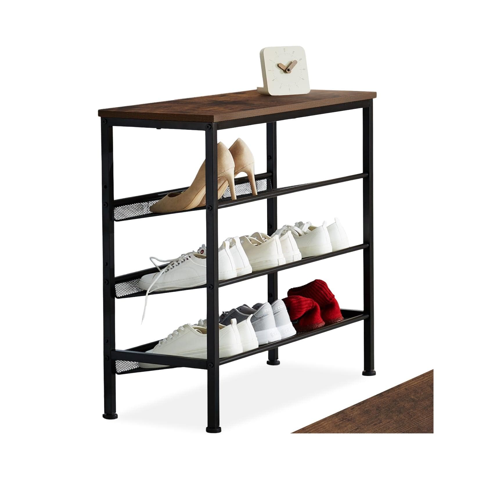 TecTake Schuhregal Industrial Style Ablage und 3 Gitterablagen