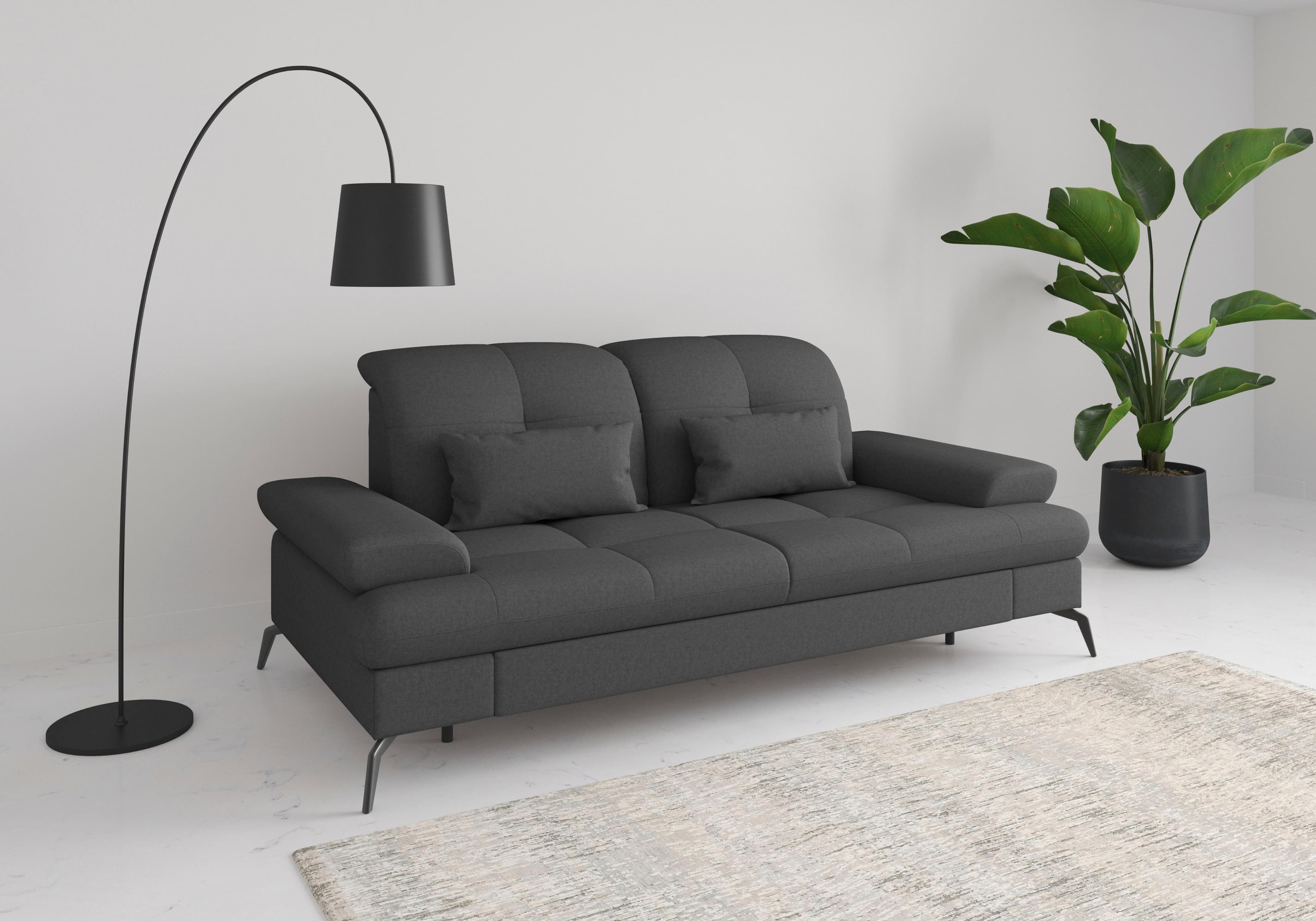 SIT & MORE Sofa Amica 2,5-Sitzer Dunkelgrau mit Verstellfunktionen