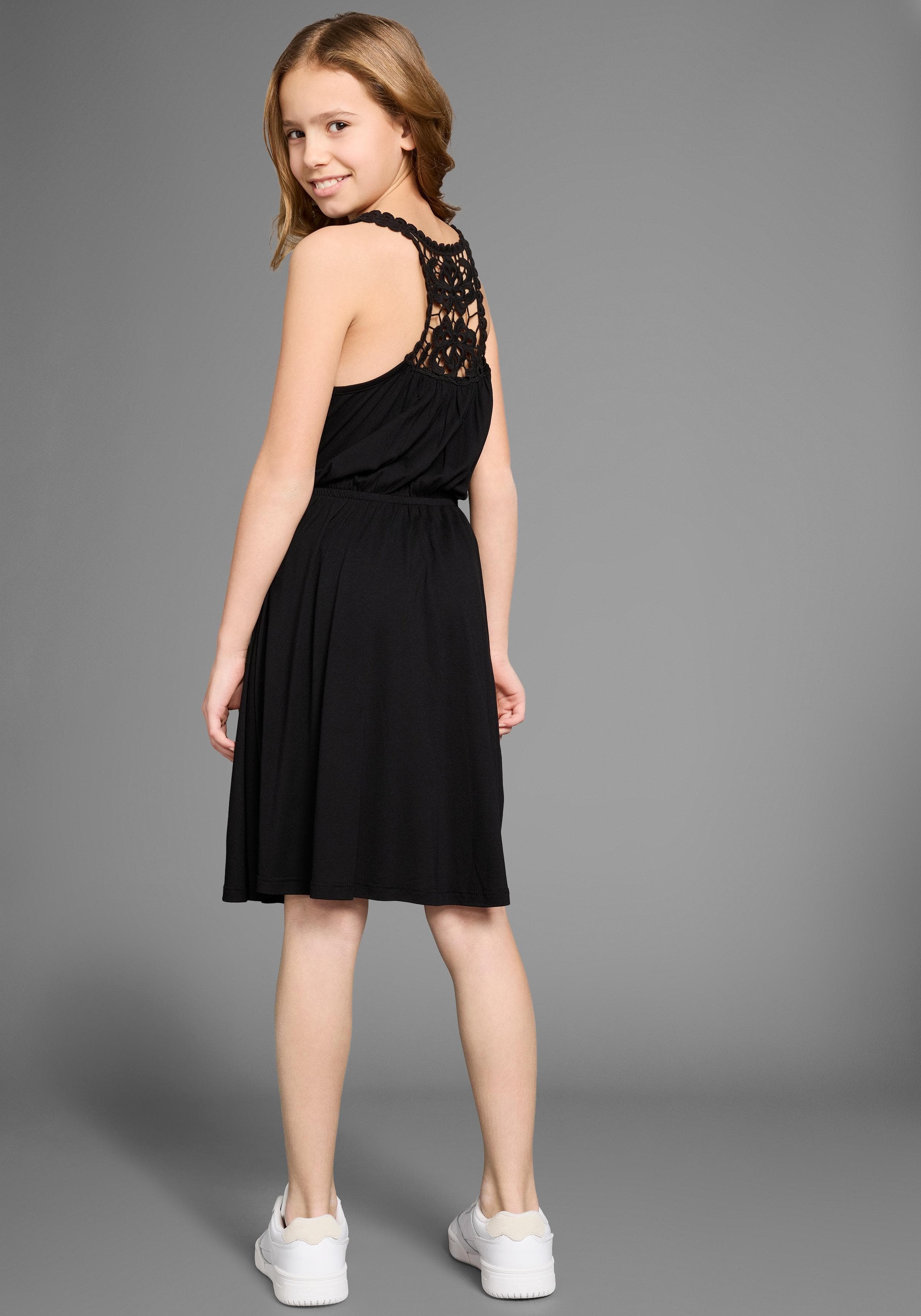 Jerseykleid Kidsworld Mädchen Schwarz mit Spitze