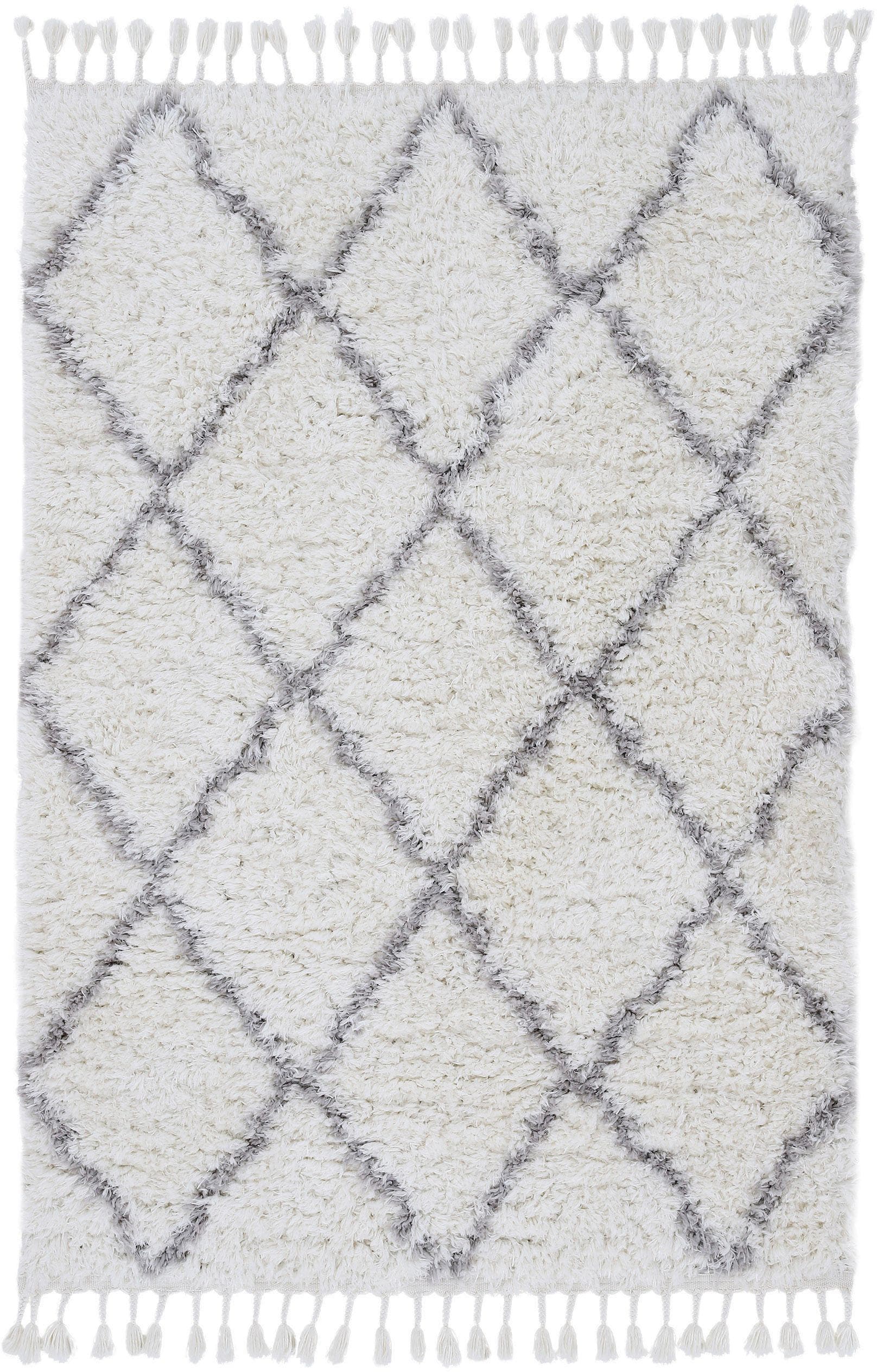CARPETFINE Hochflor-Teppich Eddy Weiß Shaggy mit Fransen