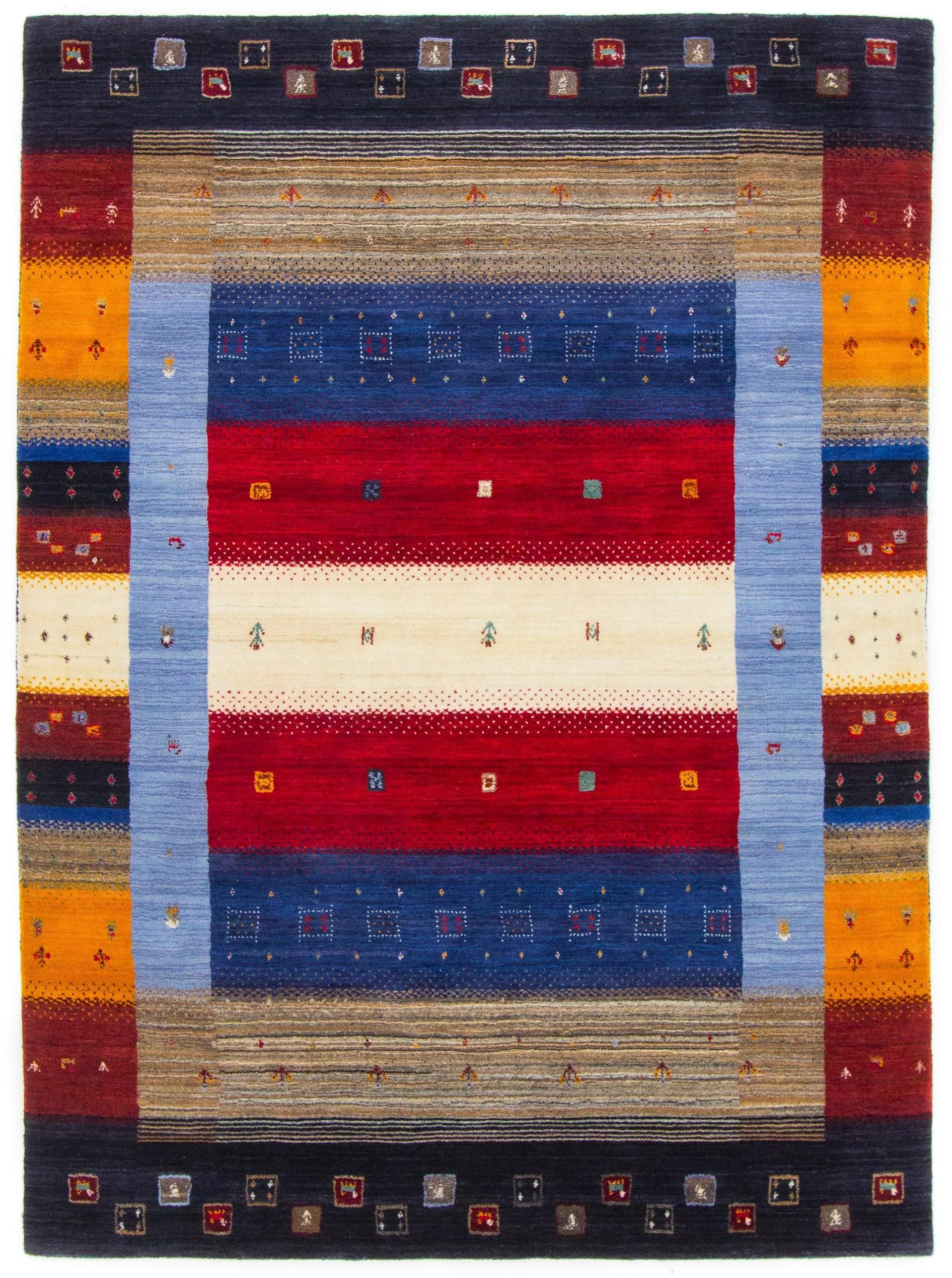 Carpetfine Wollteppich Gabbeh Don: Handgewebt, Weicher Flor, Strahlende Farben