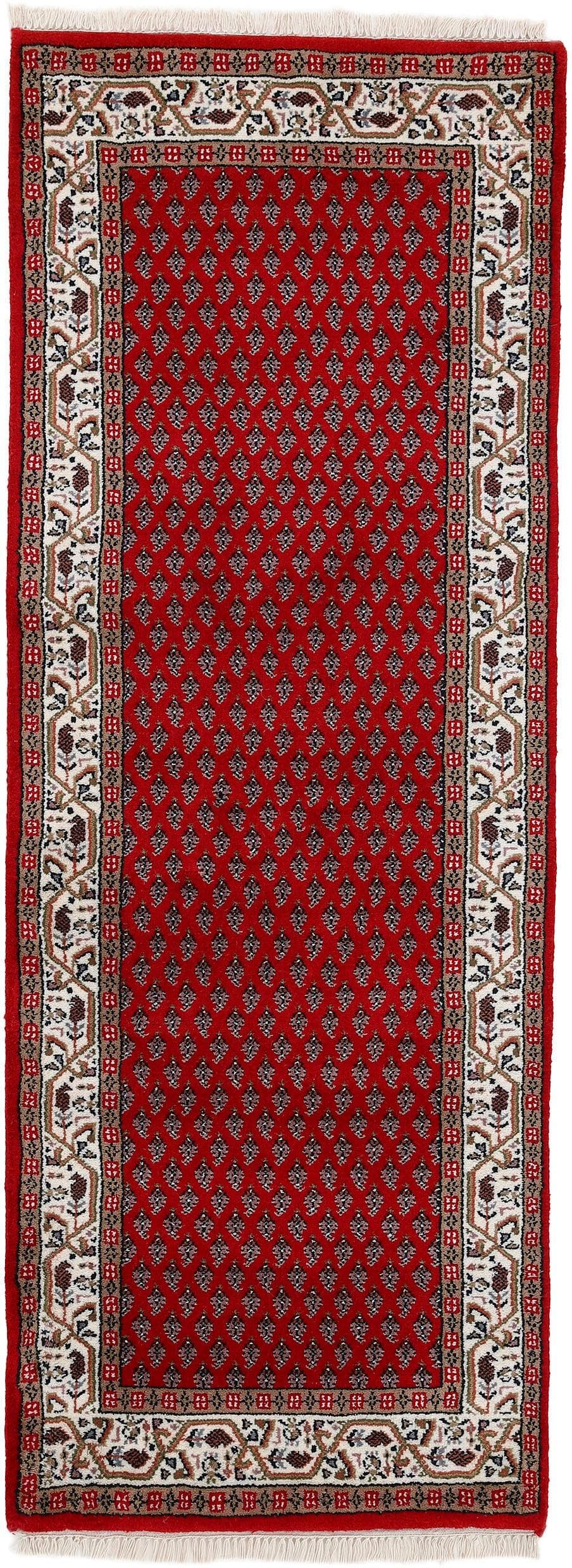 WOVEN ARTS Orientteppich Mir Rot Handgeknüpft 80x200cm