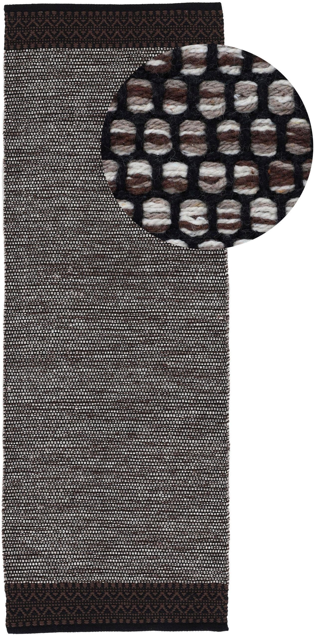 CARPETFINE Kelim Mia Teppich Läufer Braun Handgewebt Baumwolle
