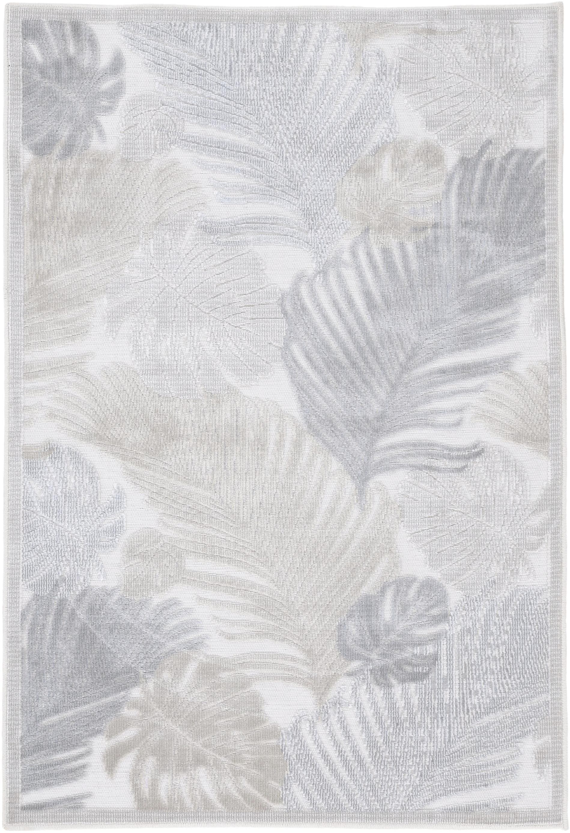 Carpetfine Deja 104 Teppich Beige Floral Palmenblätter In- und Outdoor