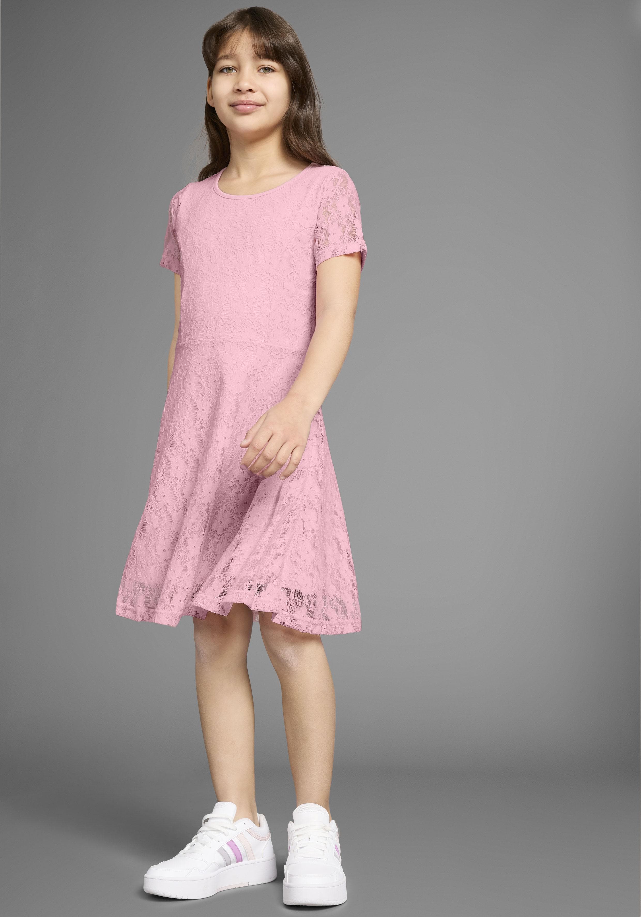 Spitzenkleid KIDSWORLD Mädchen Jersey mit Spitze Rosa