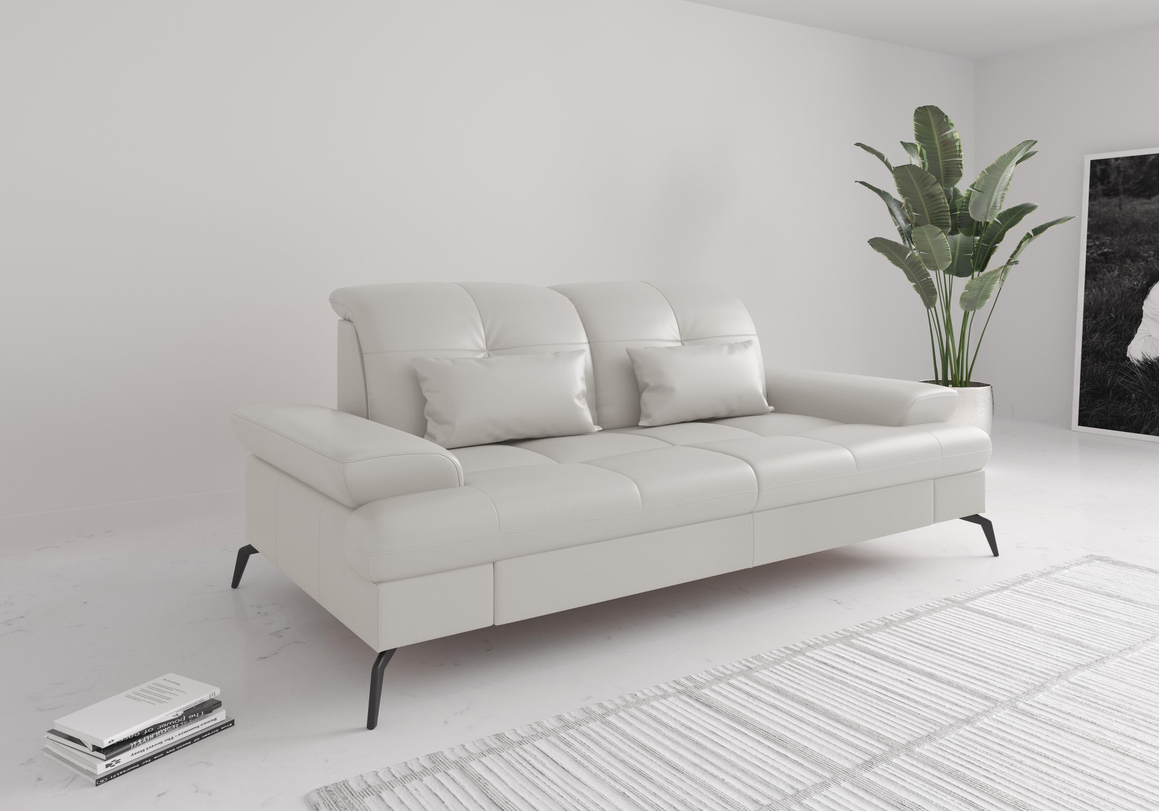 SIT & MORE Sofa Amica 2,5-Sitzer Weiß mit Sitztiefenverstellung