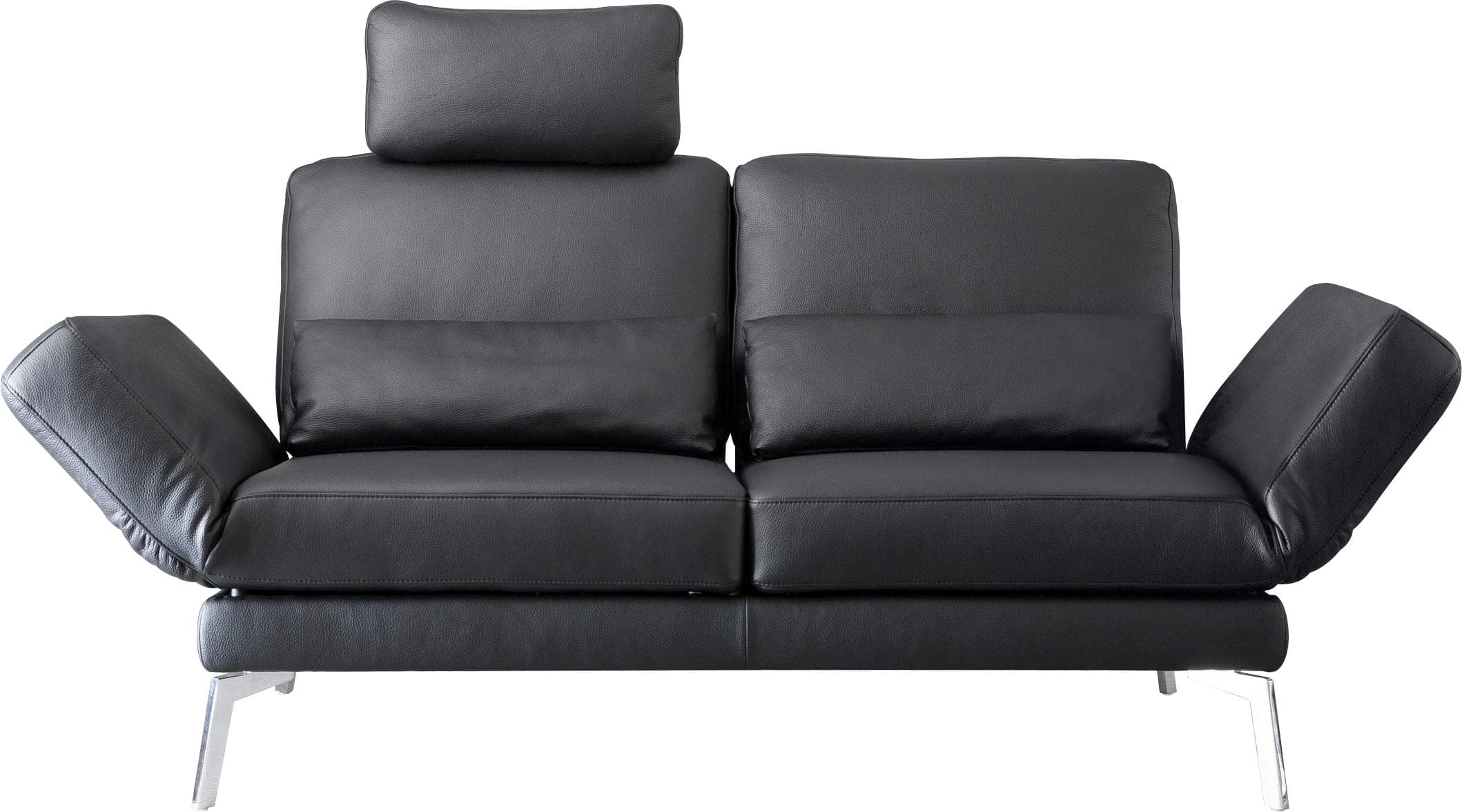 2-Sitzer 3C CANDY "Kairo" Schwarz Leder Sofa mit Drehsitz