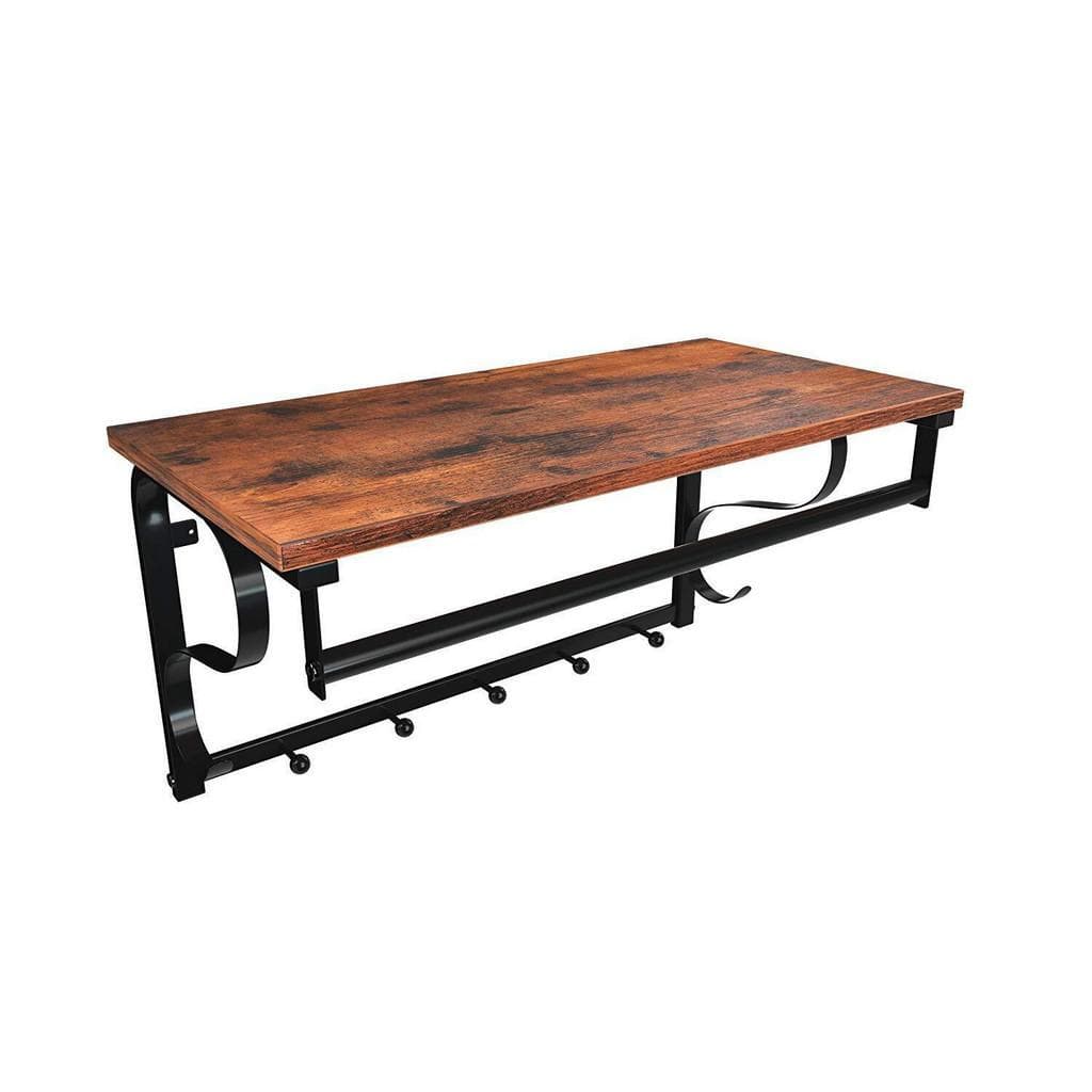 VASAGLE Wandgarderobe mit 5 Haken und Kleiderstange - Holzspanplatte