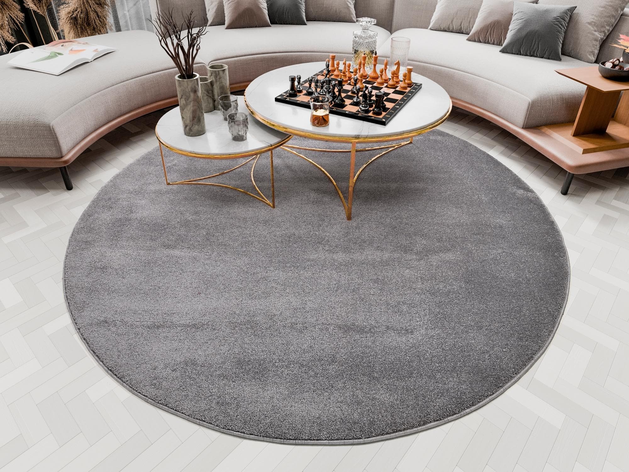 OCI Teppich Bellevue Grau Rund 160cm Hochflor Shaggy