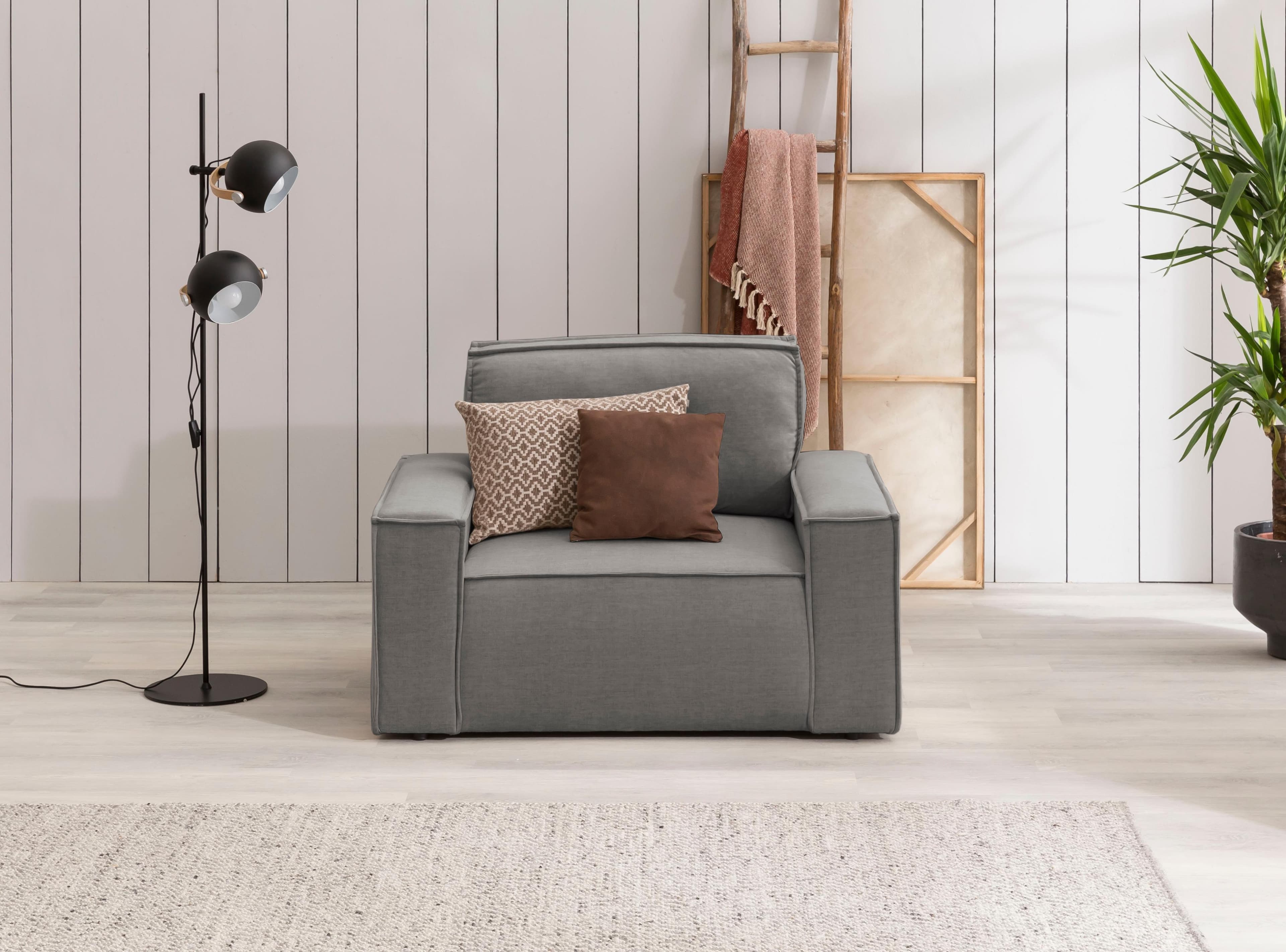 HOME AFFAIRE Sessel Sherwood Love-Seat Grau Samtvelours