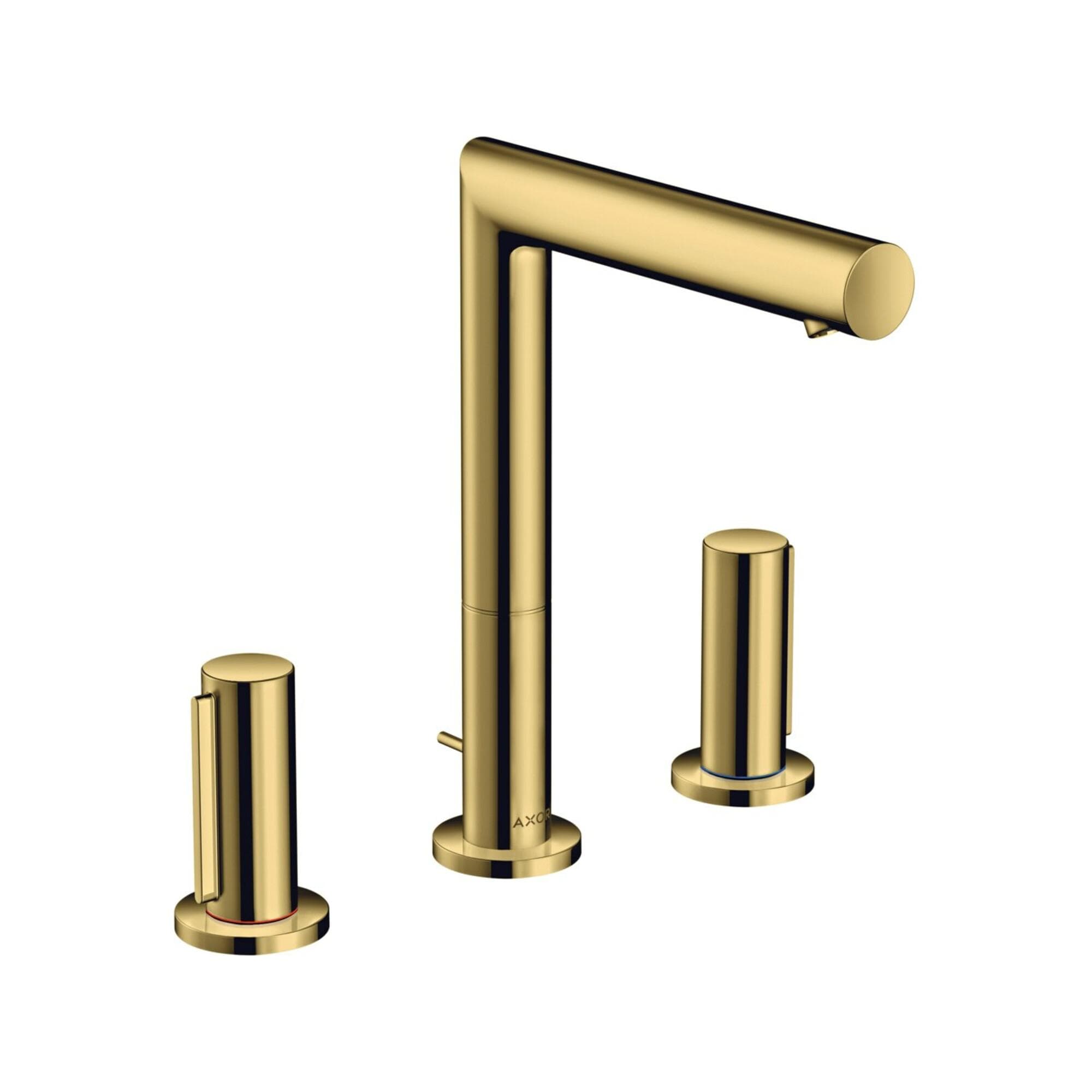 hansgrohe Axor Uno 3-Loch-Waschtischarmatur 45133990 Ausladung 183mm mit Zerogriffen, Zugstangen-Ablaufgarnitur, polished gold optic