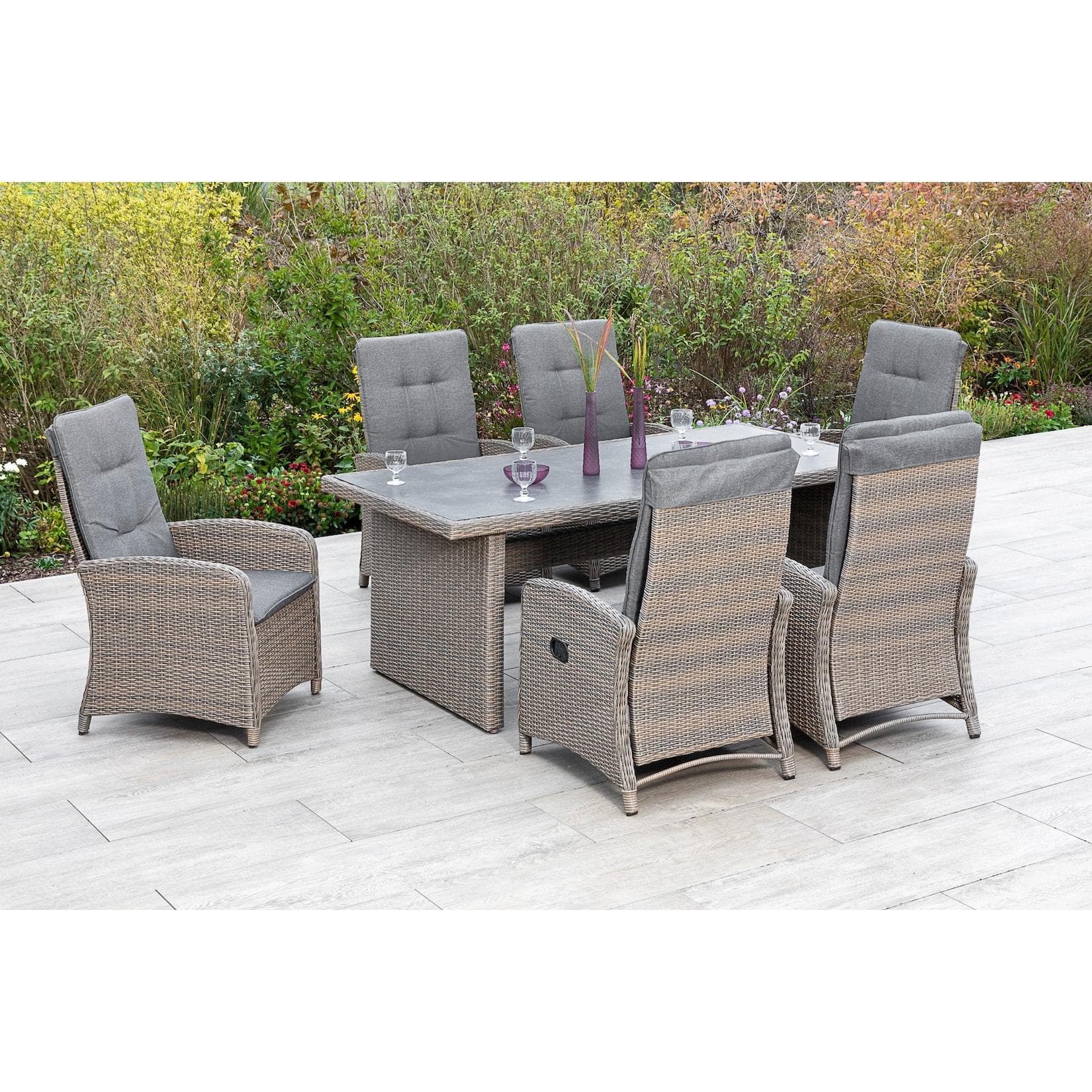 MERXX Garten-Essgruppe Atrani 7-tlg. Beige Aluminium mit Kissen