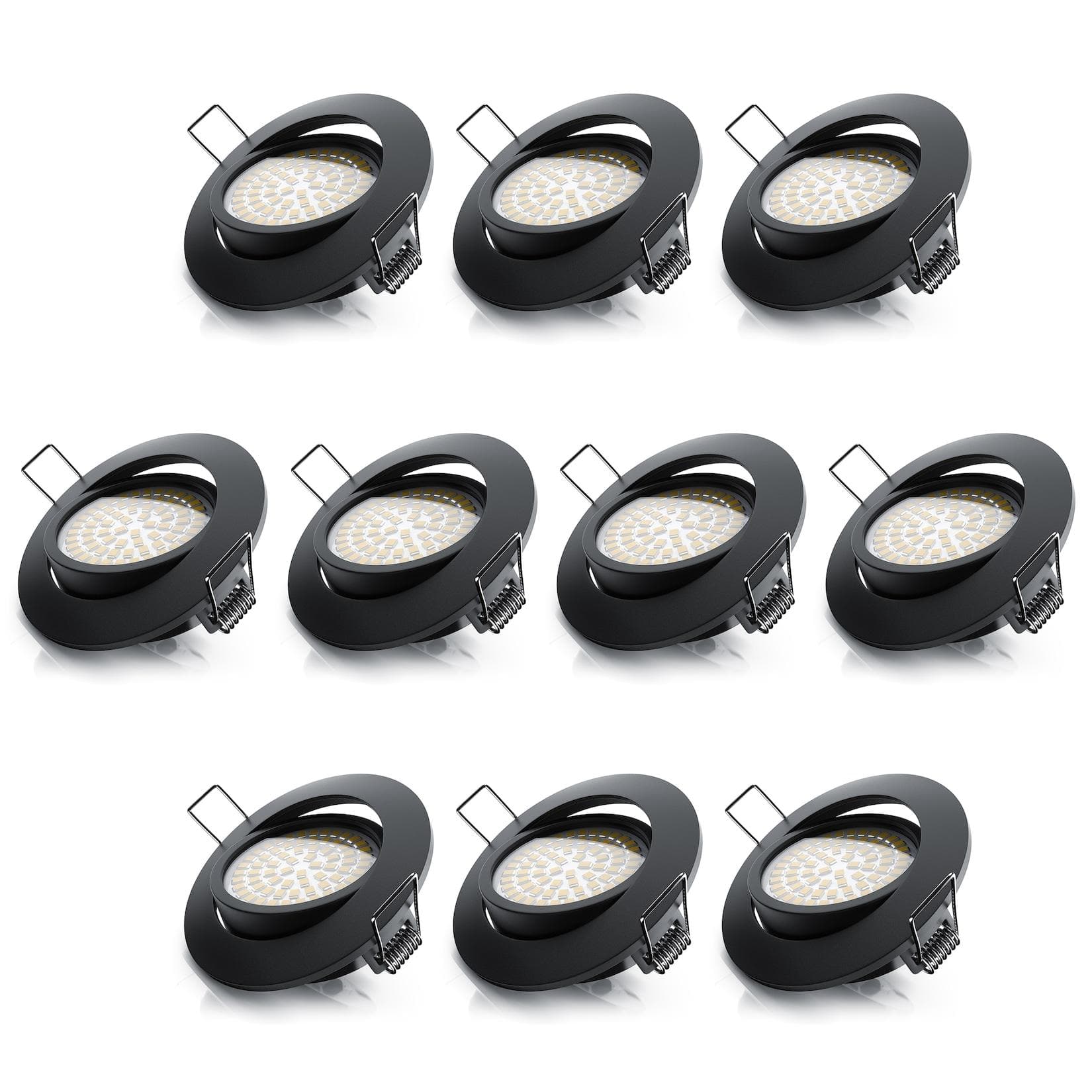 Brandson LED Einbaustrahler 10er Set Dimmbar Schwenkbar Schwarz