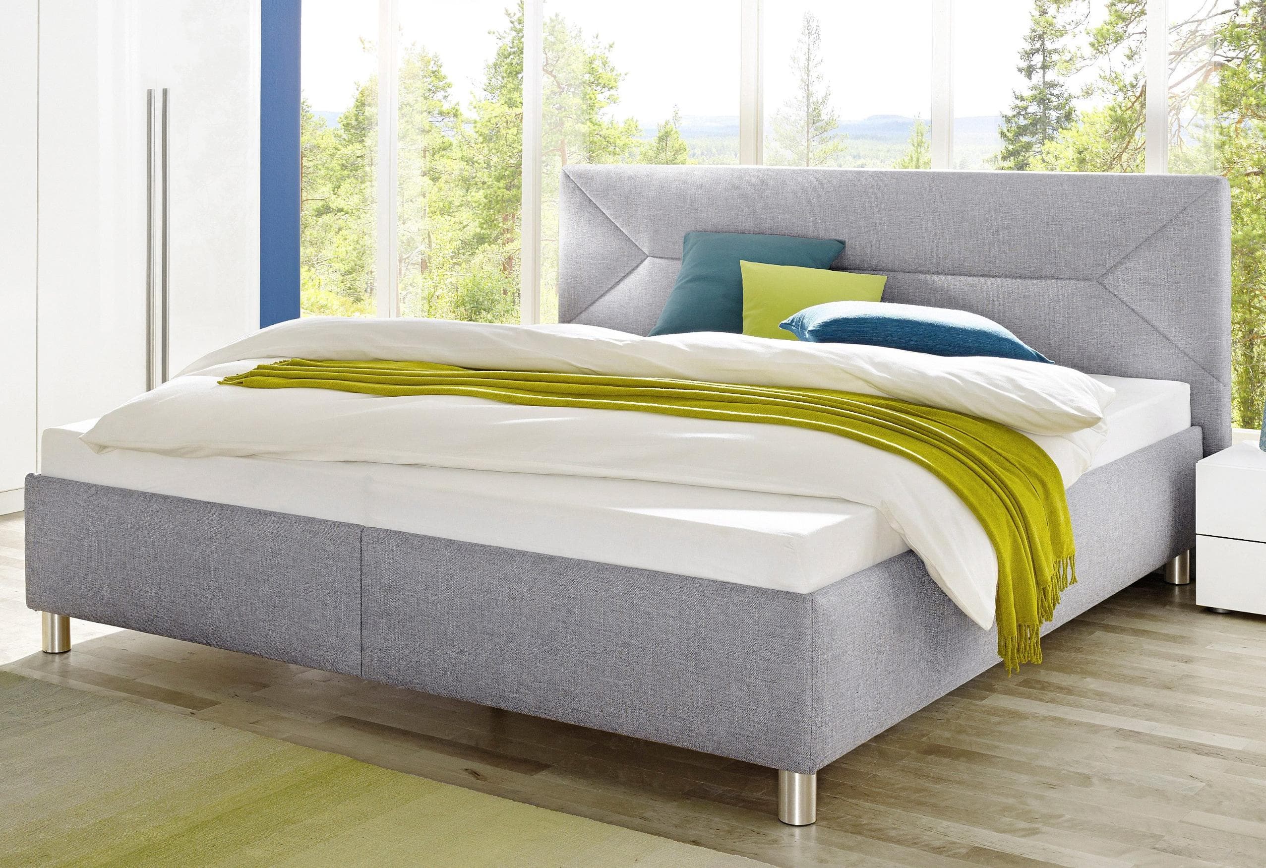 Polsterbett MAINTAL Grau mit Bettkasten und verstellbarem Kopfteil