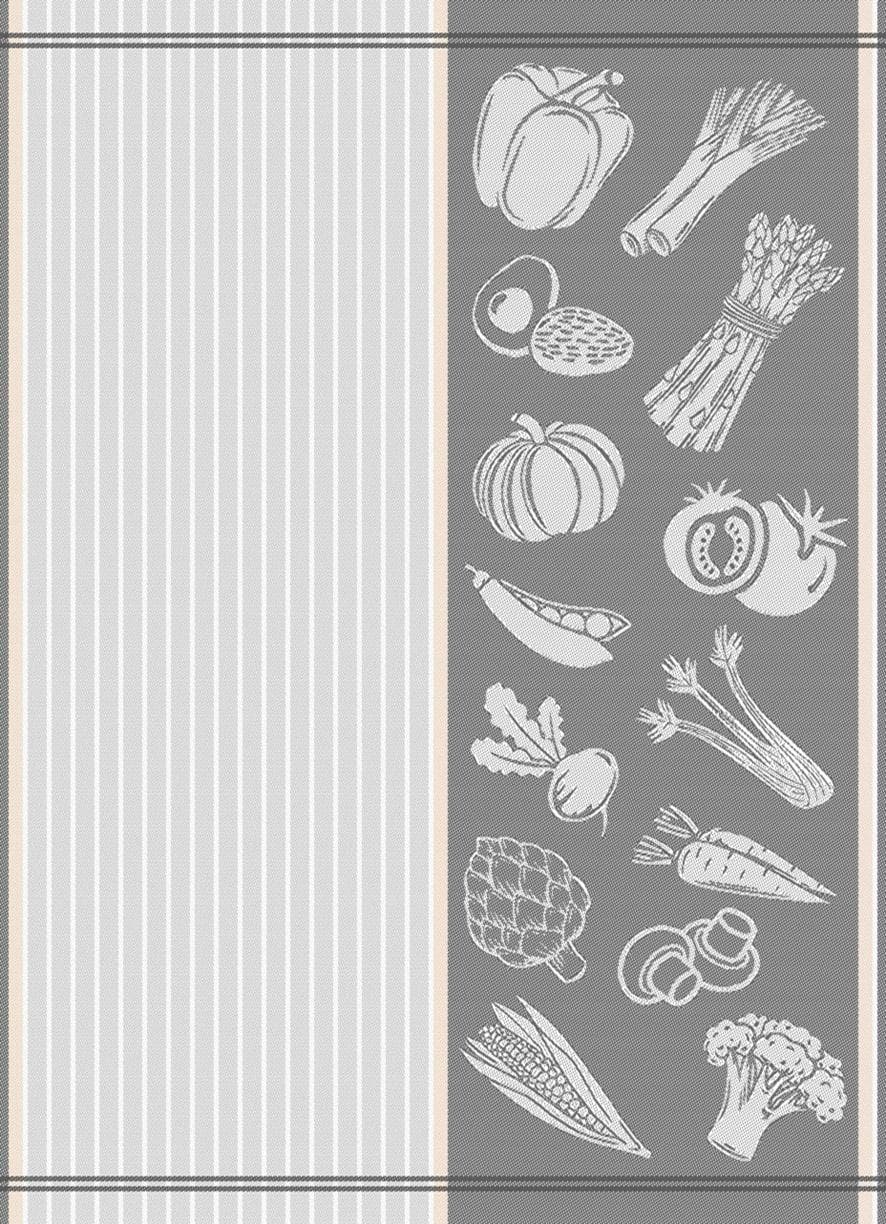 Geschirrtuch GEMÜSE Anthrazit 55% Leinen 45% Baumwolle