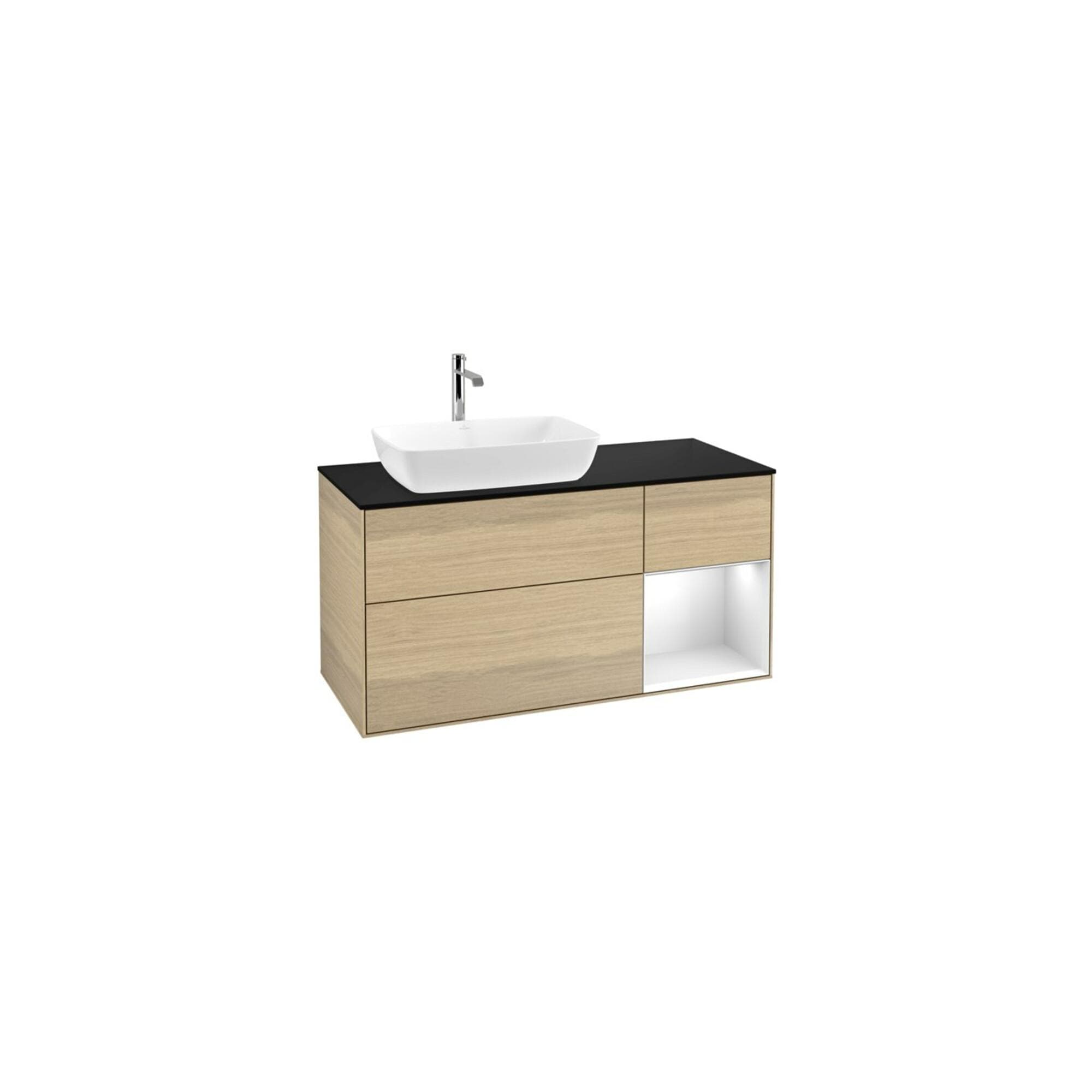 Villeroy und Boch Finion Waschtischunterschrank 120cm Schwarz Weiß Eichenfurnier