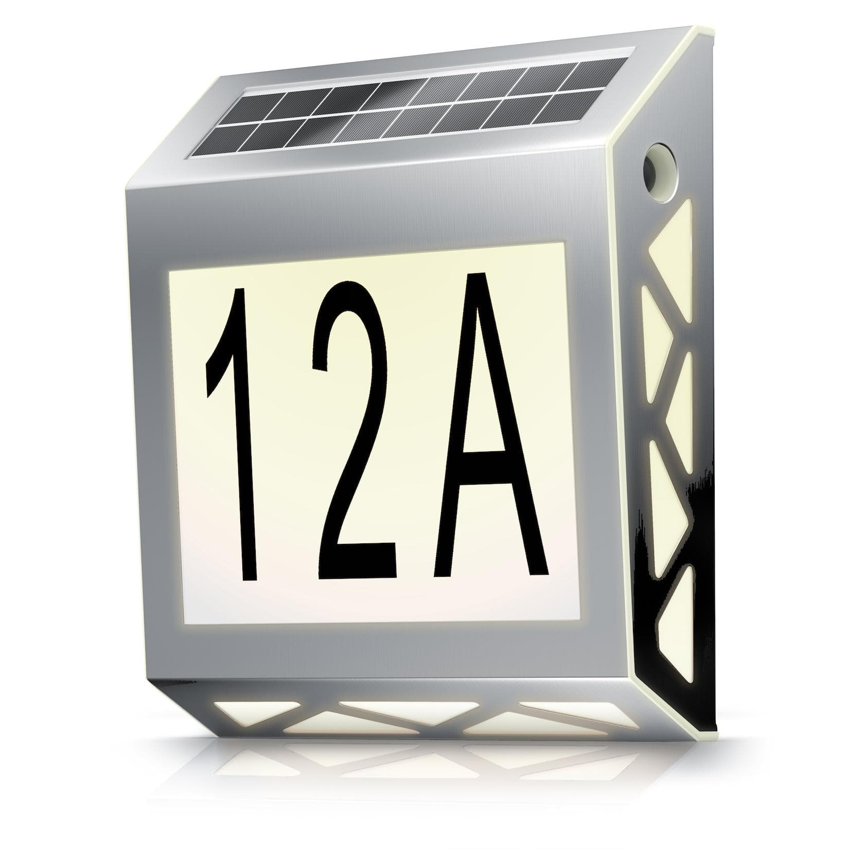 BEARWARE LED Solar Hausnummernleuchte - Edelstahl, Warmweiß, Ein-/Ausschalter