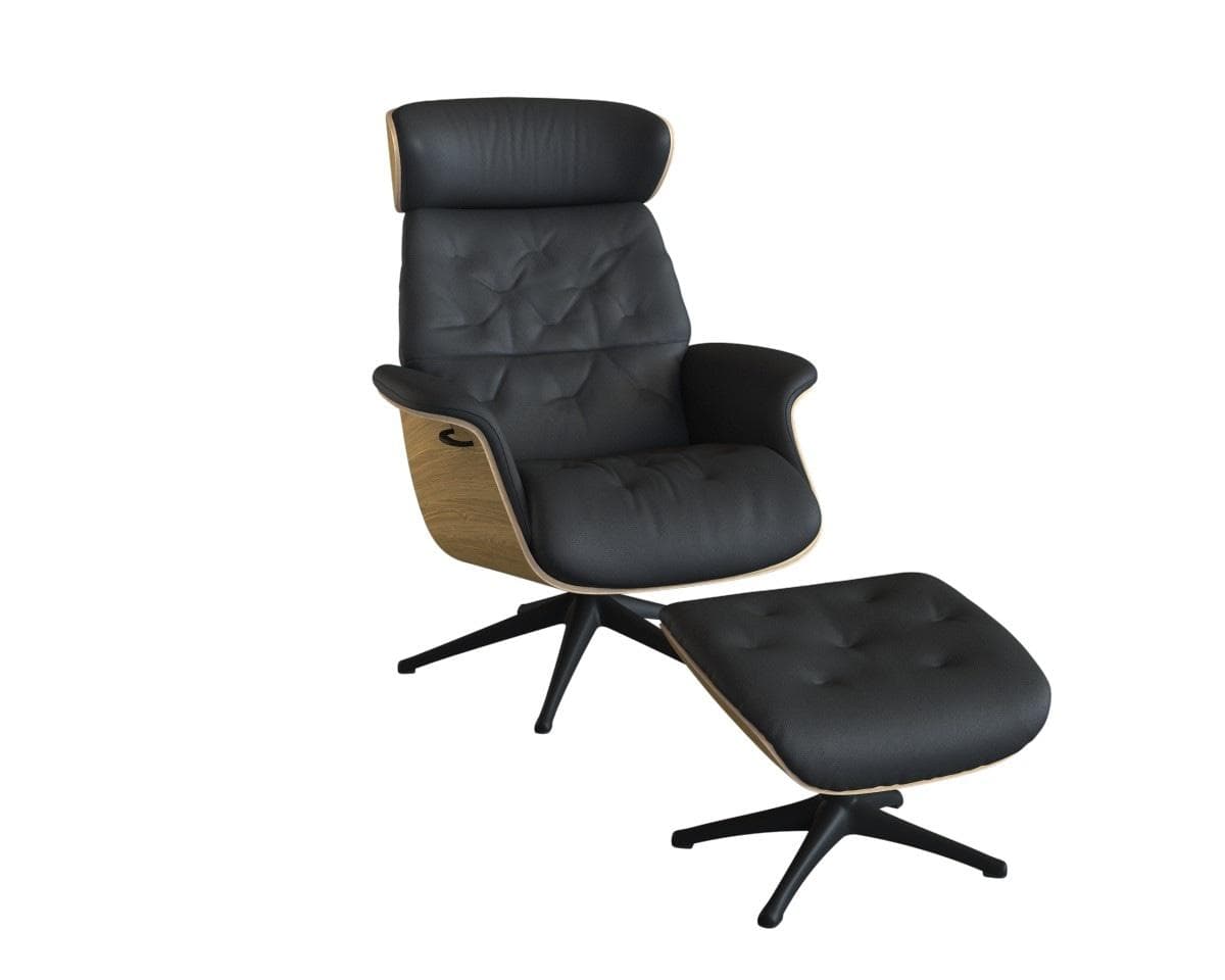 Flexlux Volden Relaxsessel Schwarz 100% Echtleder mit Verstellfunktion