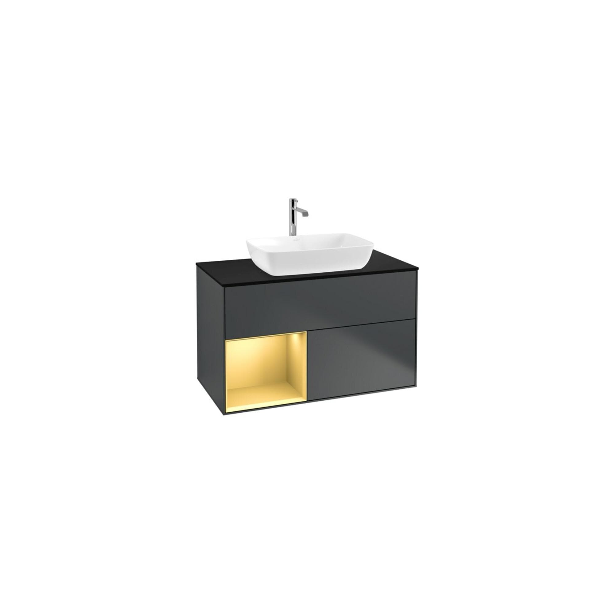 Villeroy und Boch Finion Waschtischunterschrank 100cm Schwarz Matt Gold Matt Lack Midnight Blue Matt Lack