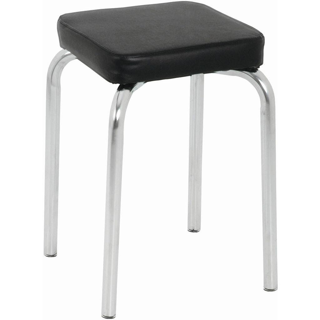Schwarzer Stapelhocker mit Chromgestell