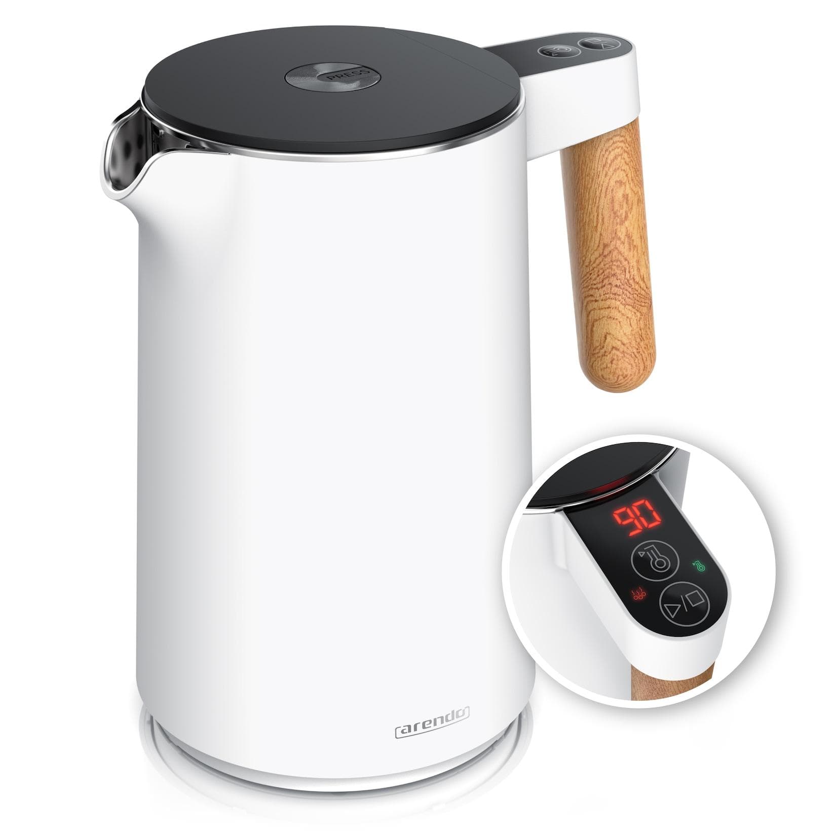 Arendo Wasserkocher Edelstahl Doppelwand 1,5 l 2200 W