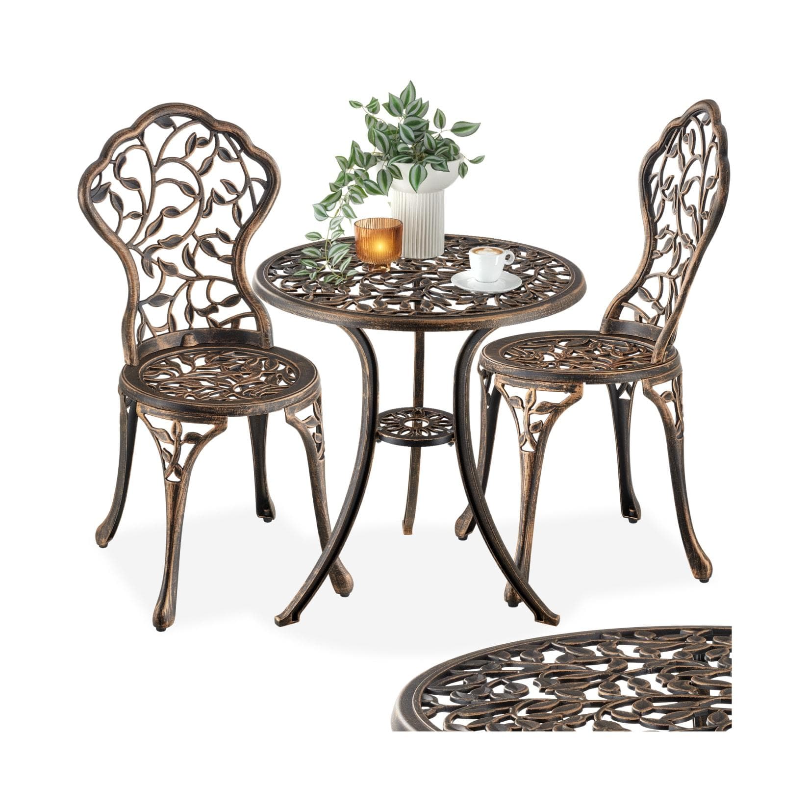 tectake Bistroset Lyon 3-tlg. Aluminium Vintage für 2 Personen