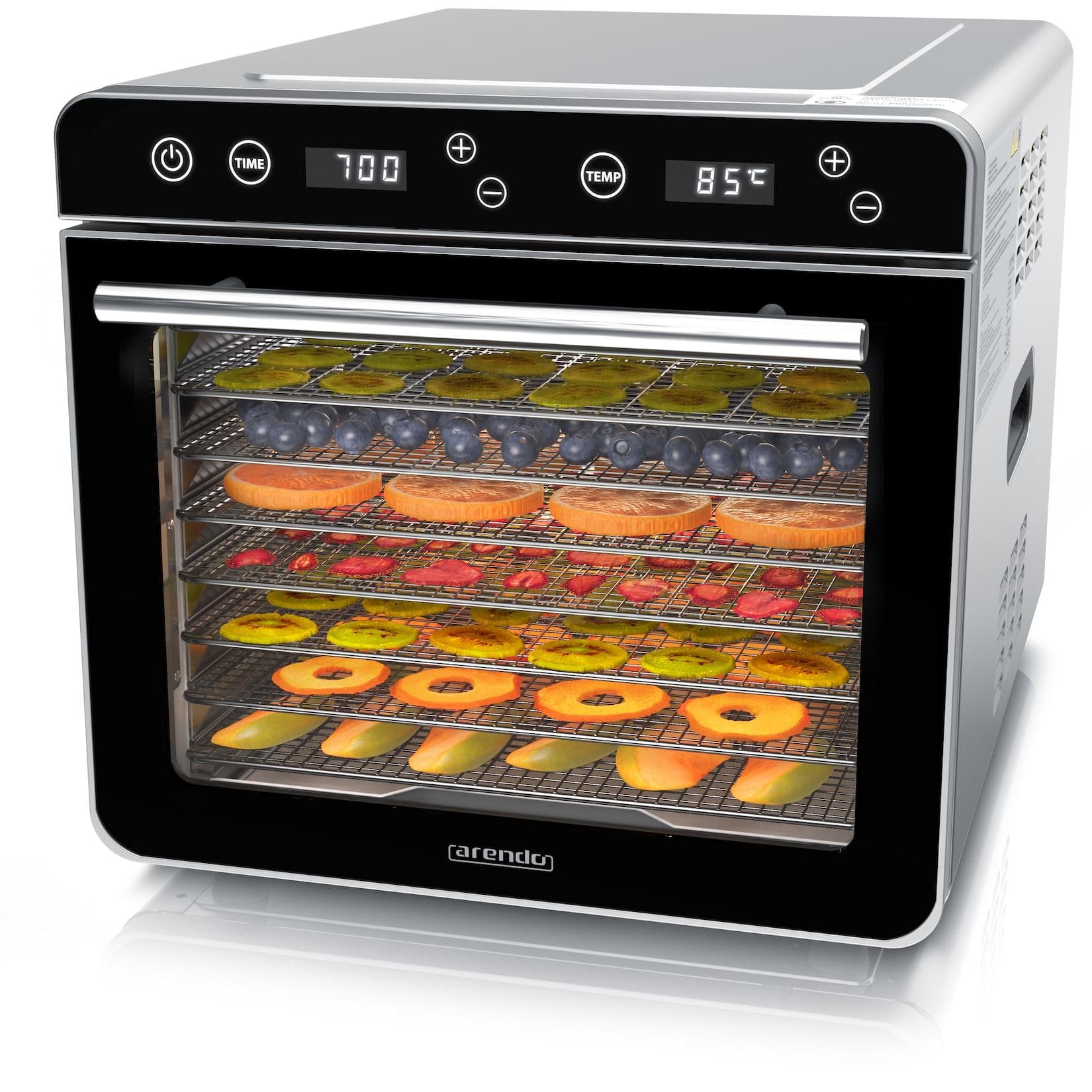 Arendo Dörrautomat Edelstahl 8 Etagen 700W Timer