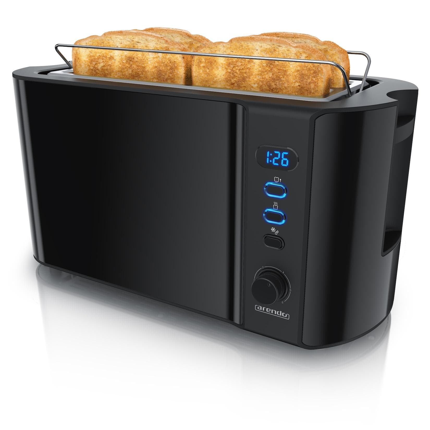 Arendo Toaster Edelstahl mit Brötchenaufsatz, Display & Touch, wärmeisoliert