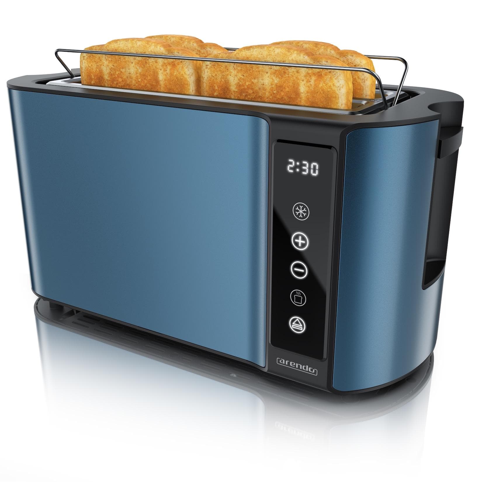 Arendo Toaster Edelstahl mit Brötchenaufsatz, Display & Touch