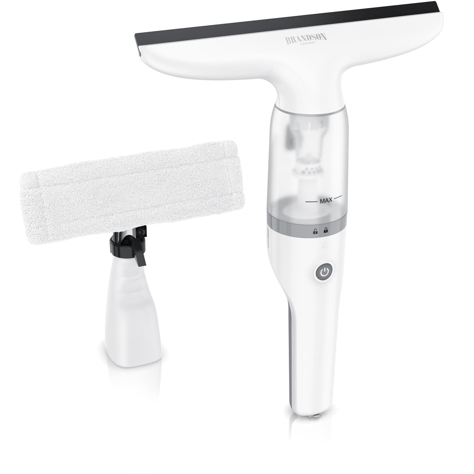 Brandson Akku-Fenstersauger inkl. Sprühflasche mit Wischbezug, 28 cm Saugdüse, 2200 mAh