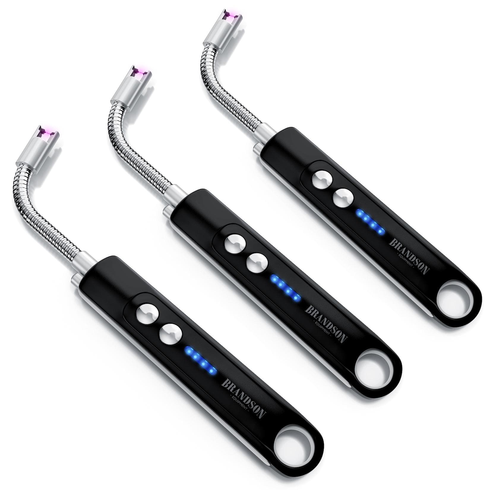 Brandson 3x Feuerzeug elektrisch, Lichtbogen Stabfeuerzeug USB aufladbar