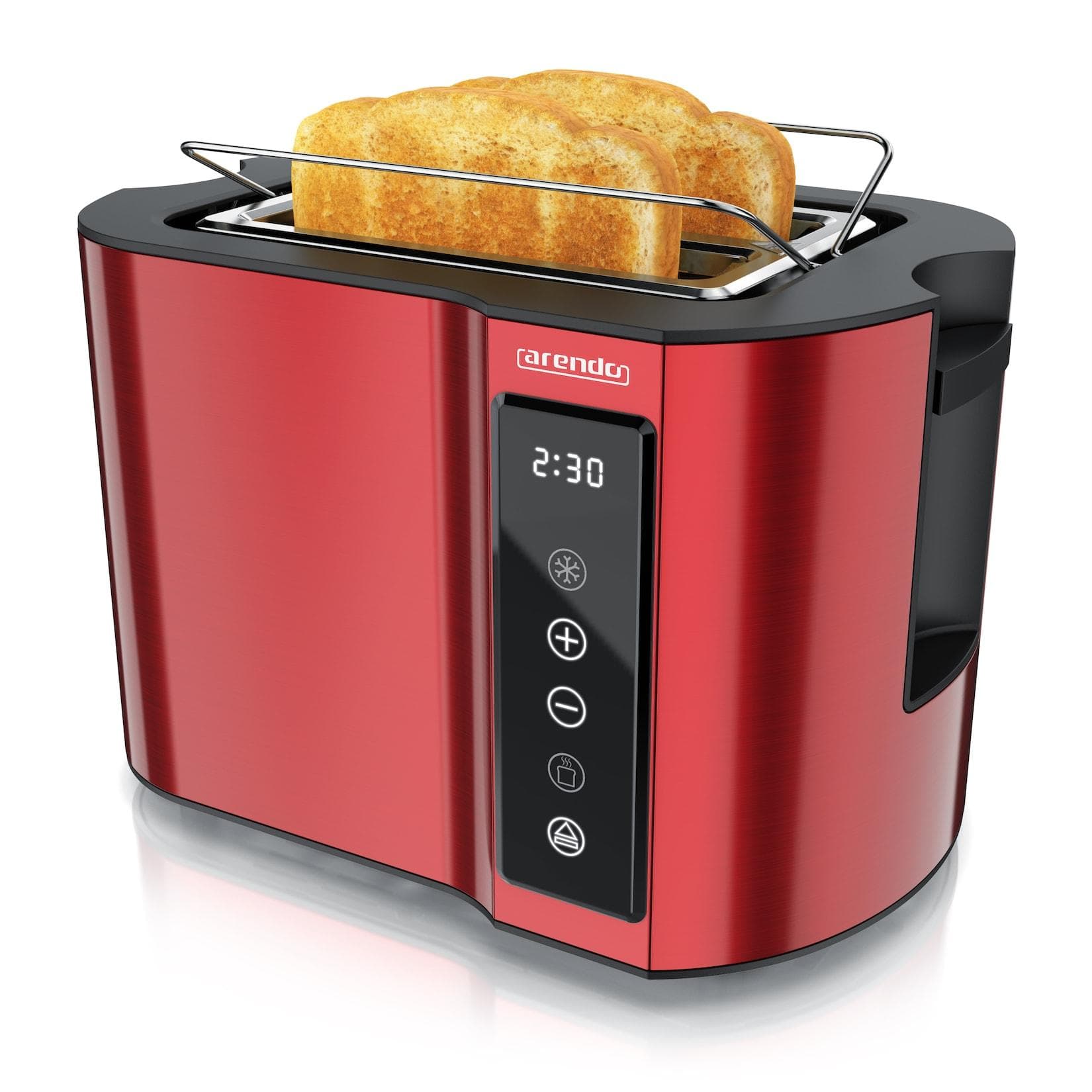 Arendo Toaster 2-Scheiben mit Touchpanel und Brötchenaufsatz