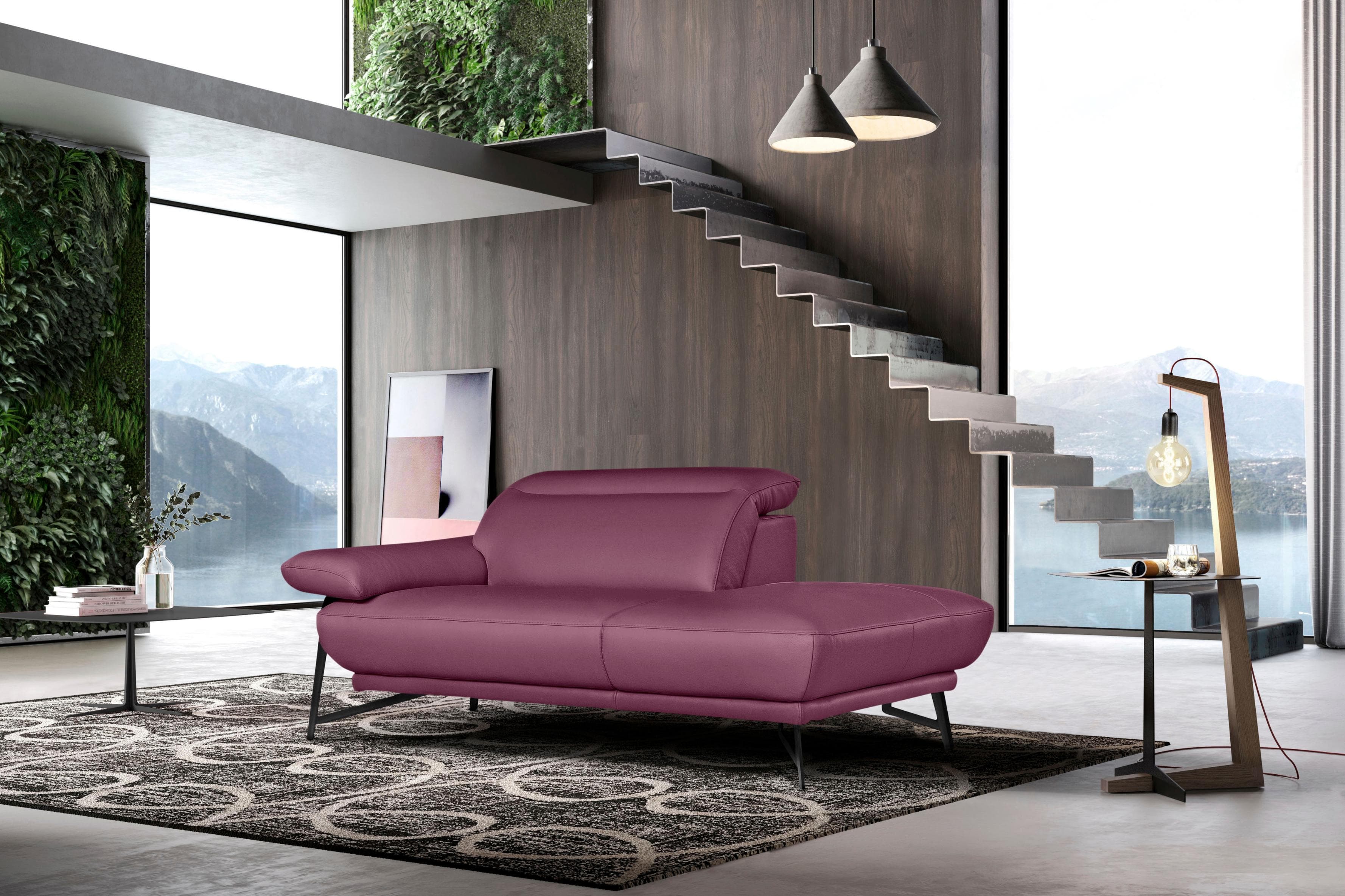 EGOITALIANO Anais Designsofa 179 cm Violett Leder