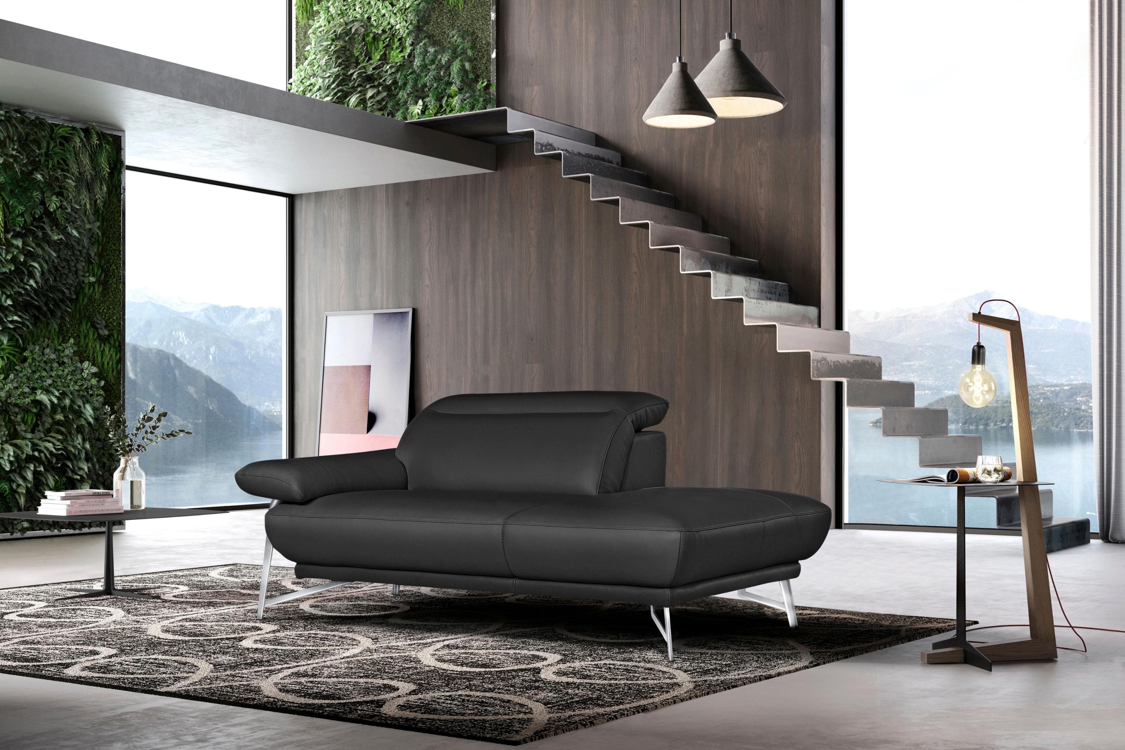 EGOITALIANO Anais Designsofa 179 cm Leder BULL Ottomane rechts Armlehne links