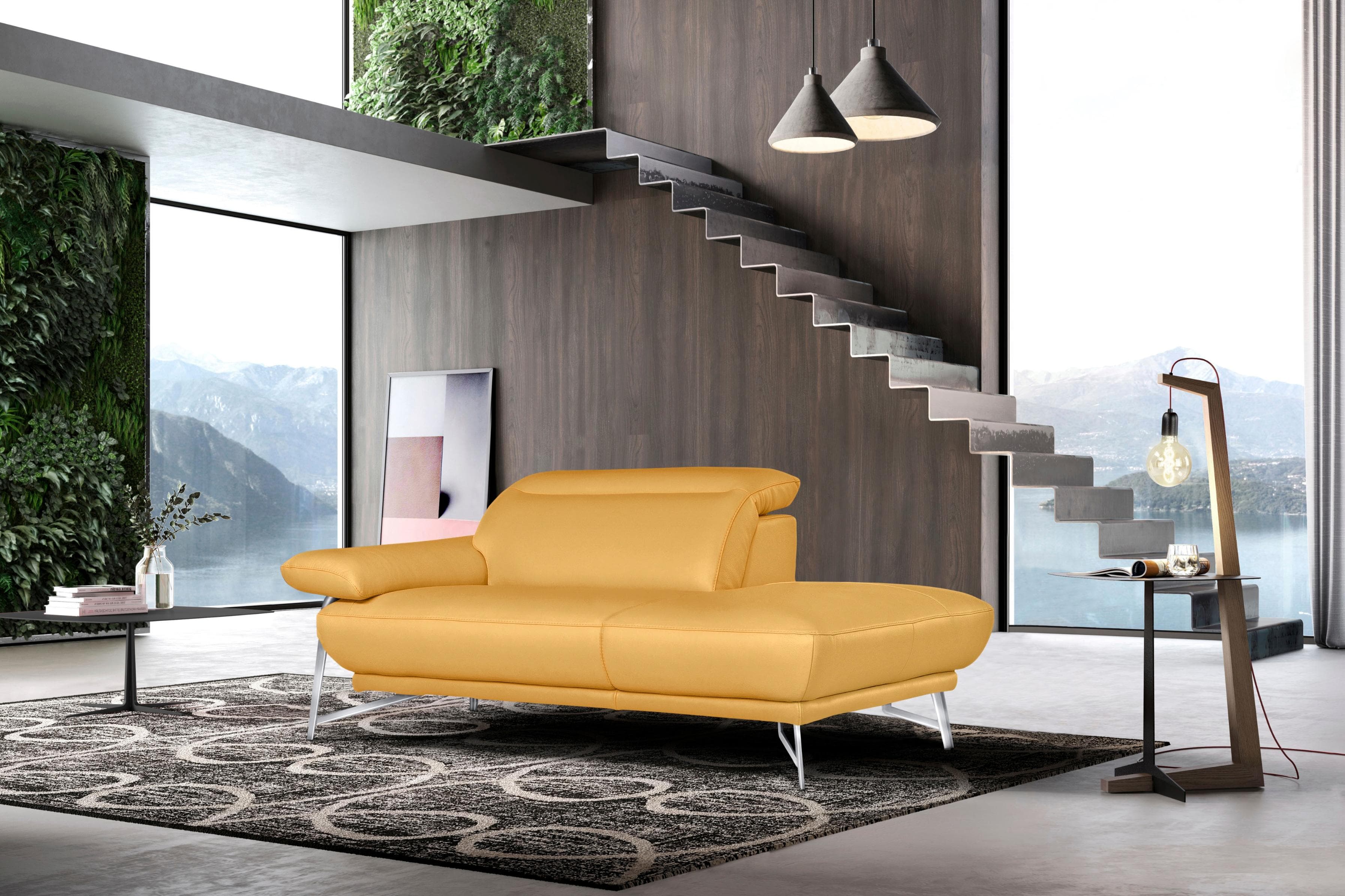 EGOITALIANO Anais Designsofa 179 cm Gelb Leder