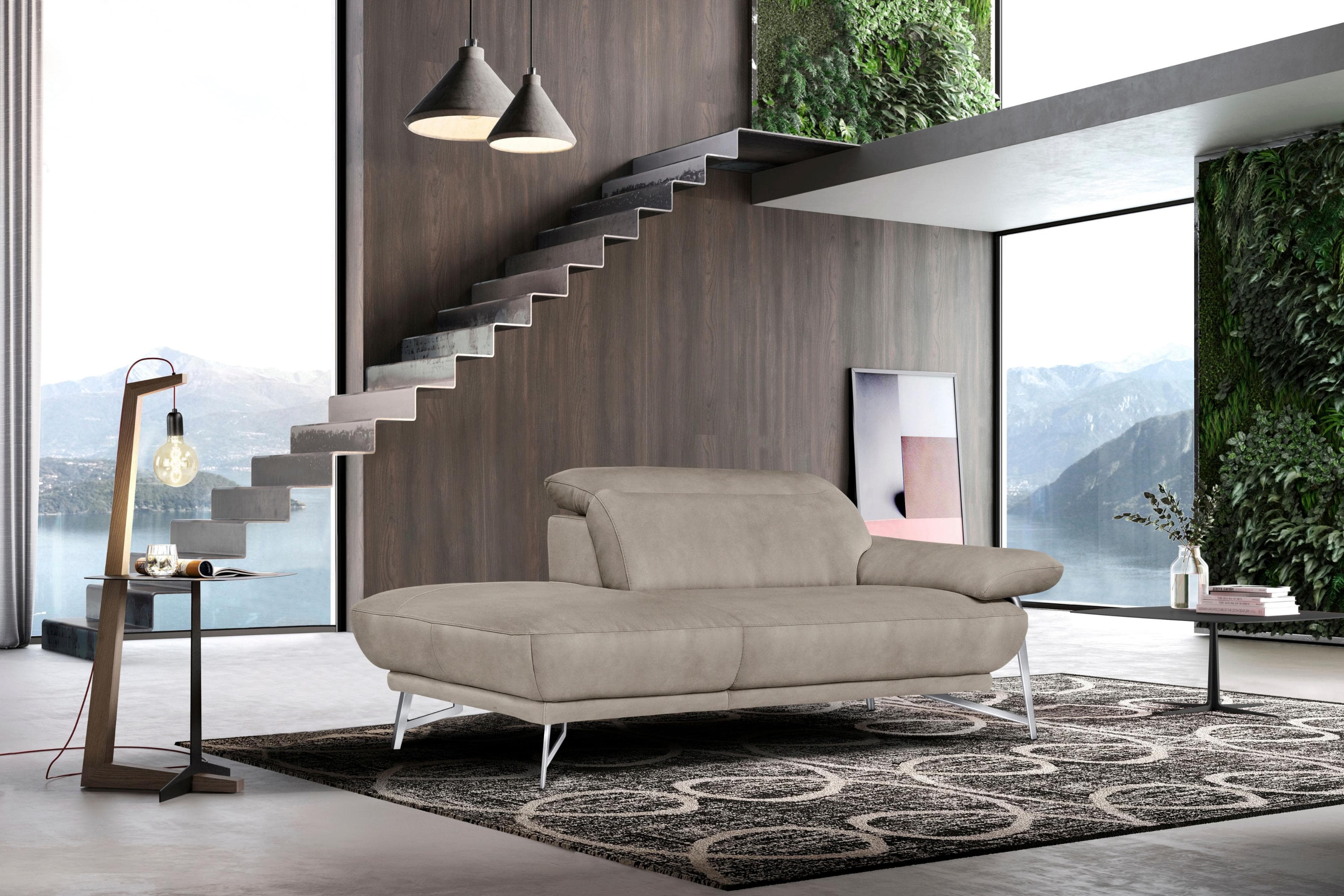 EGOITALIANO Anais Designsofa 179 cm Chrom Grau Lederoptik