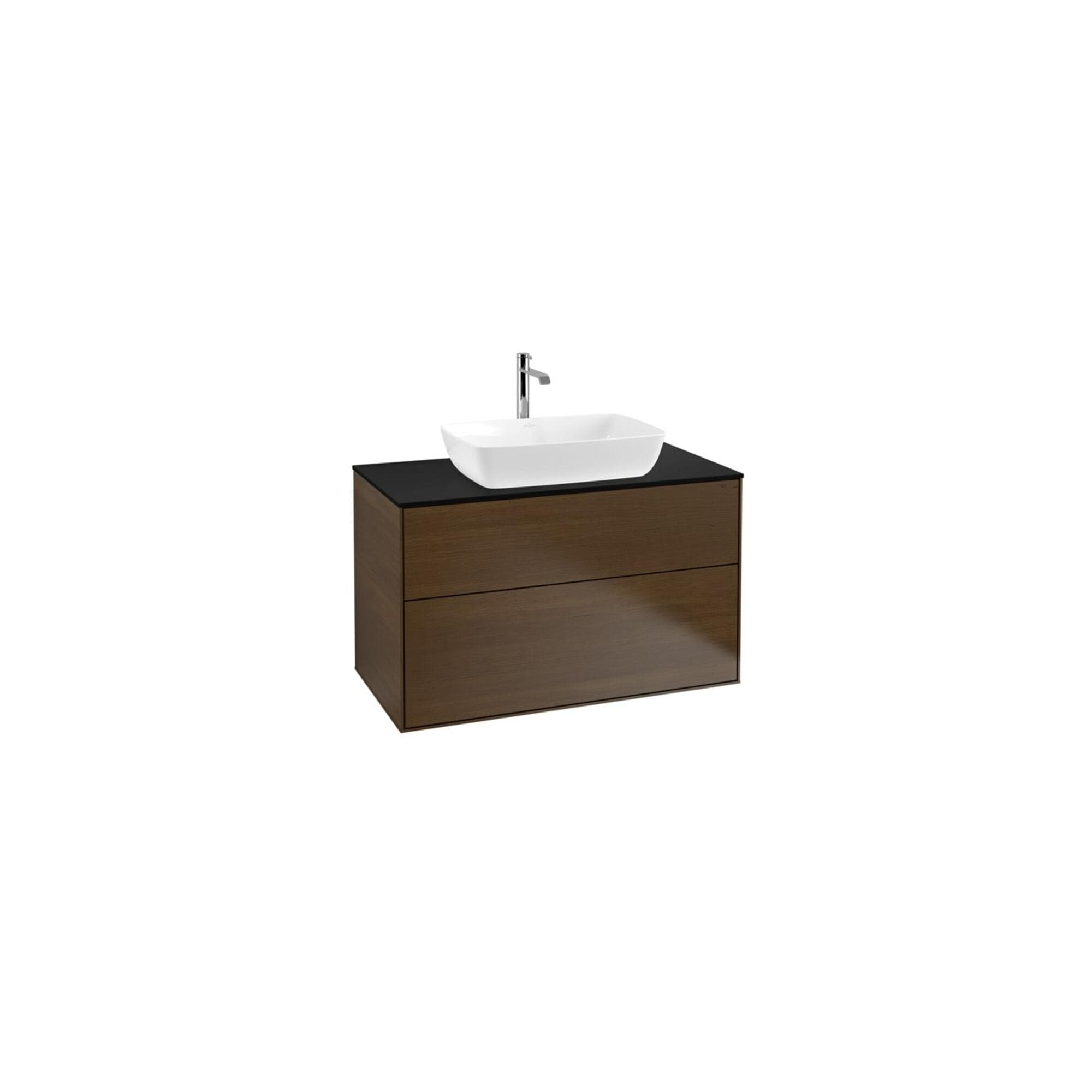 Villeroy und Boch Finion Waschtischunterschrank 100x60,3cm Emotion Black Matt Walnut Veneer