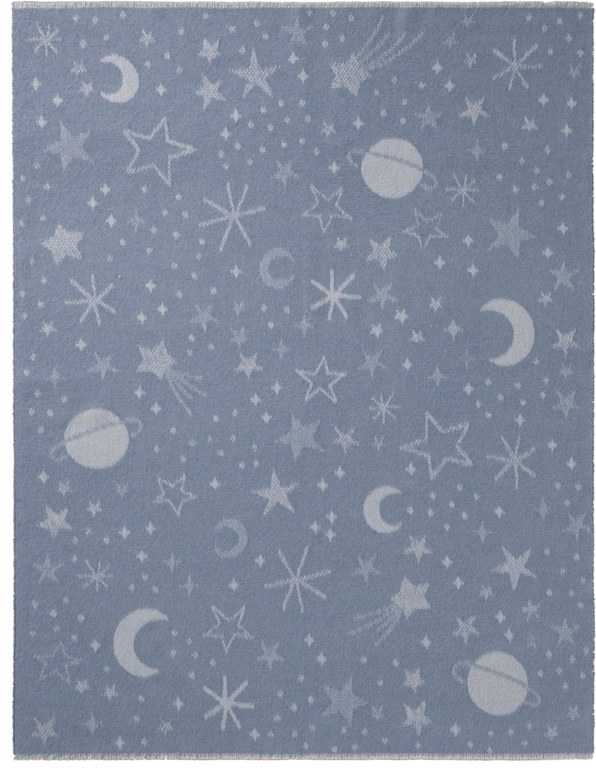 Biederlack Babydecke Universe Blau Schurwolle 75x100cm